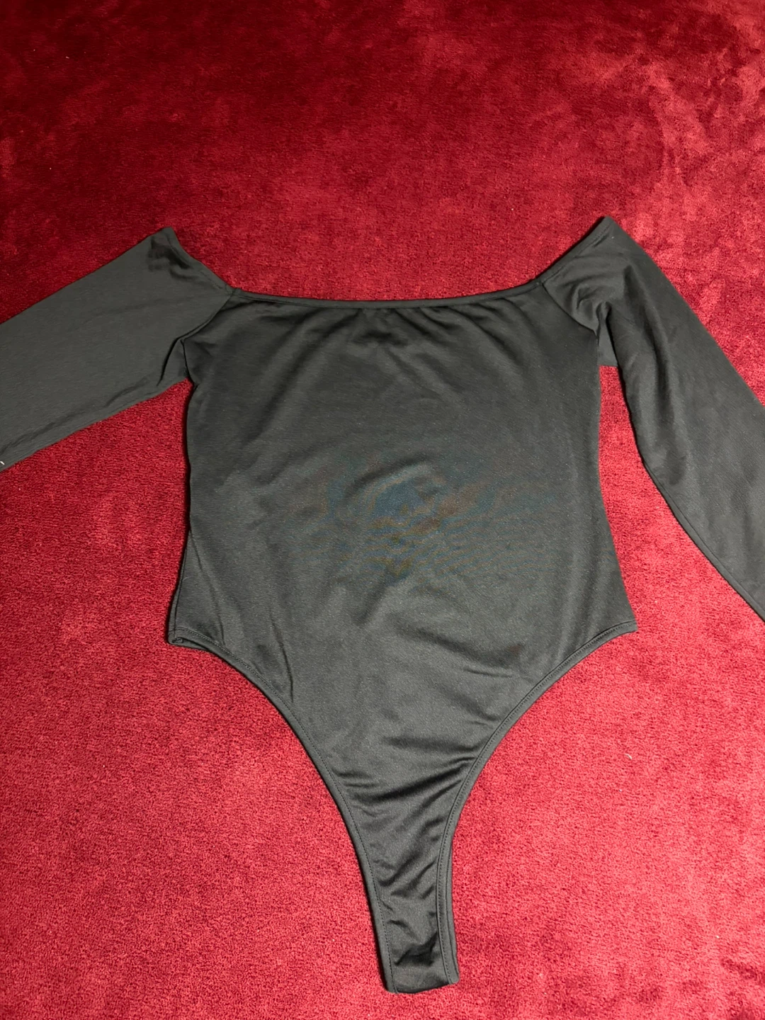 Black off-the-shoulder long sleeve bodysuit