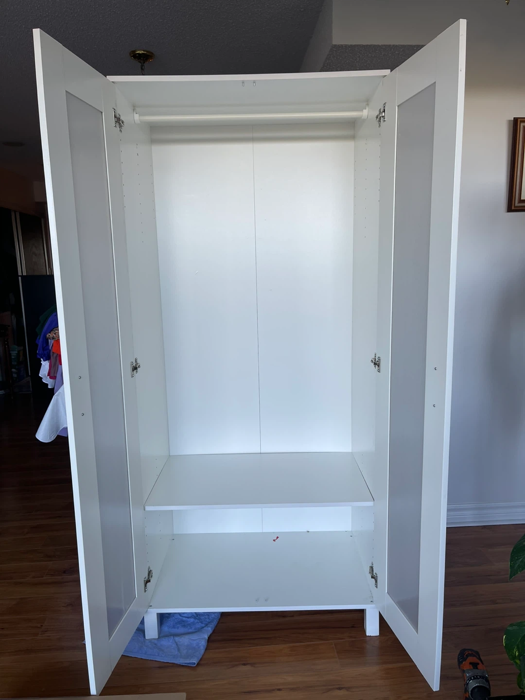 IKEA White Wardrobe with Frosted Glass Doors
