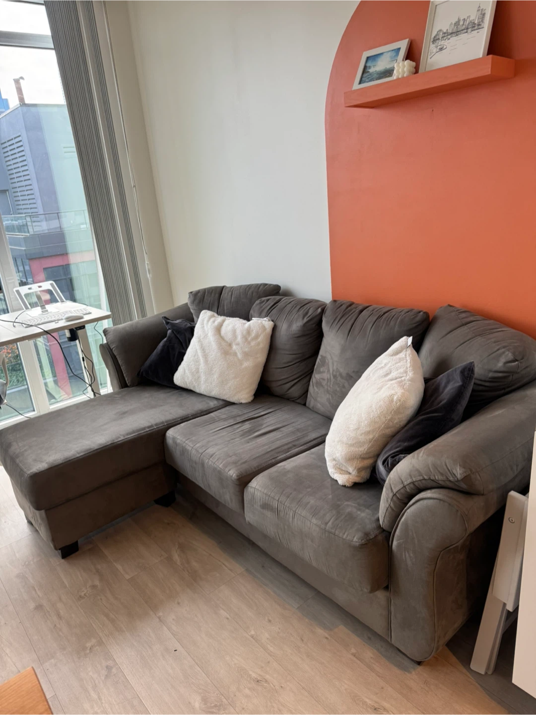 Grey L shaped sofa / couch - photo 2