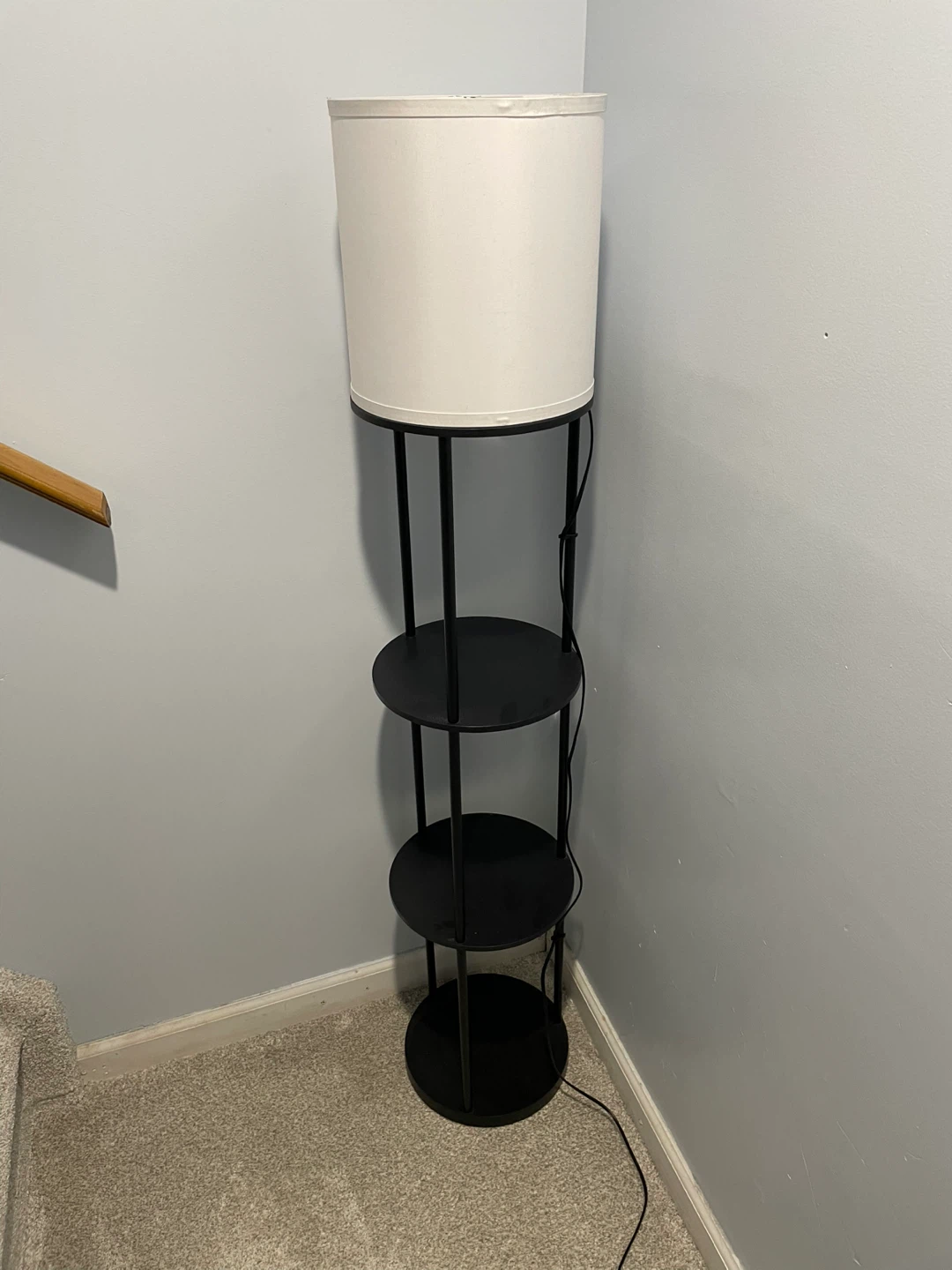 Black Floor Lamp with Storage Shelves