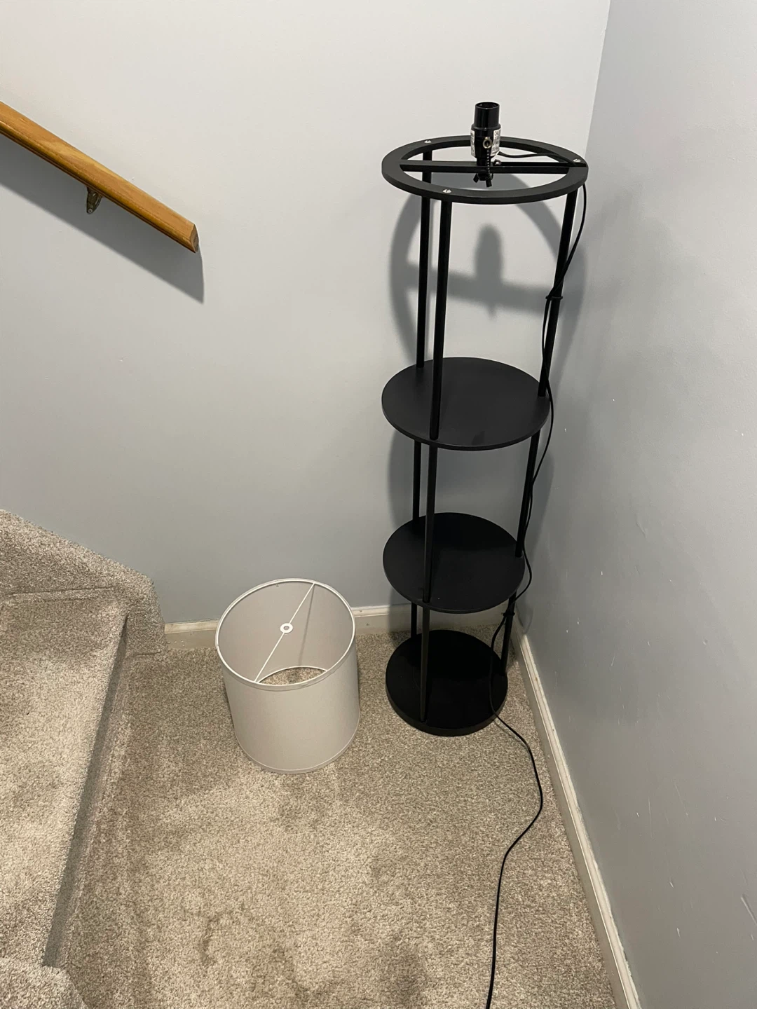 Black Floor Lamp with Storage Shelves - photo 2