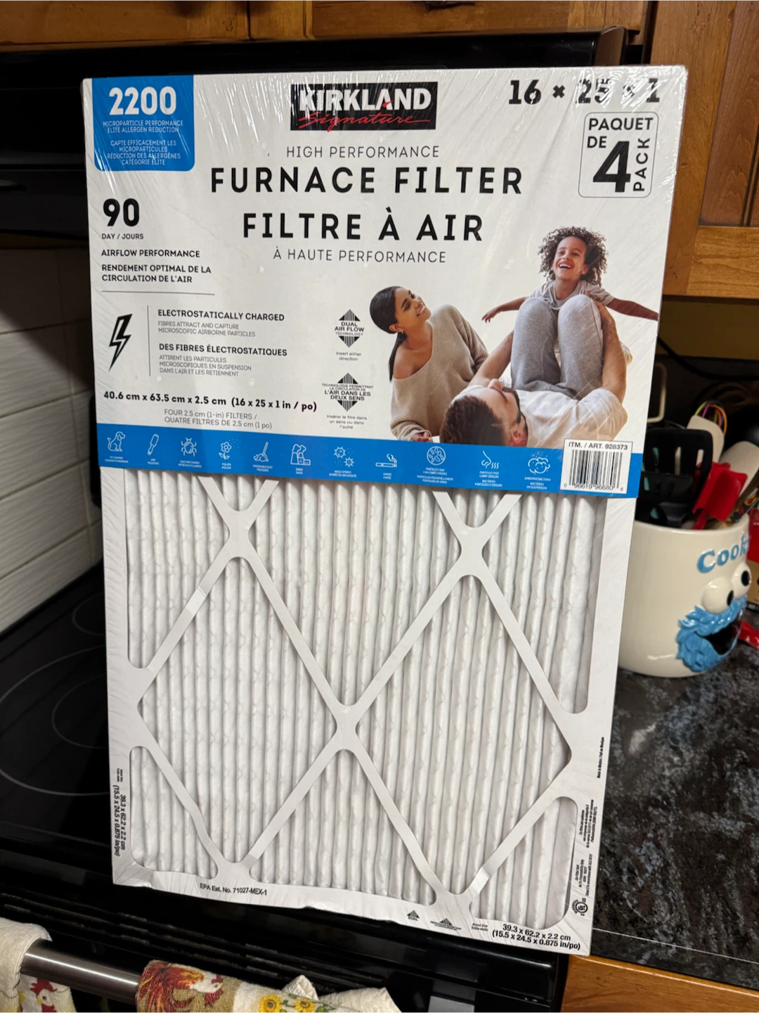 Kirkland Signature Furnace Filters 16 x 25 x 1 - 4 Pack