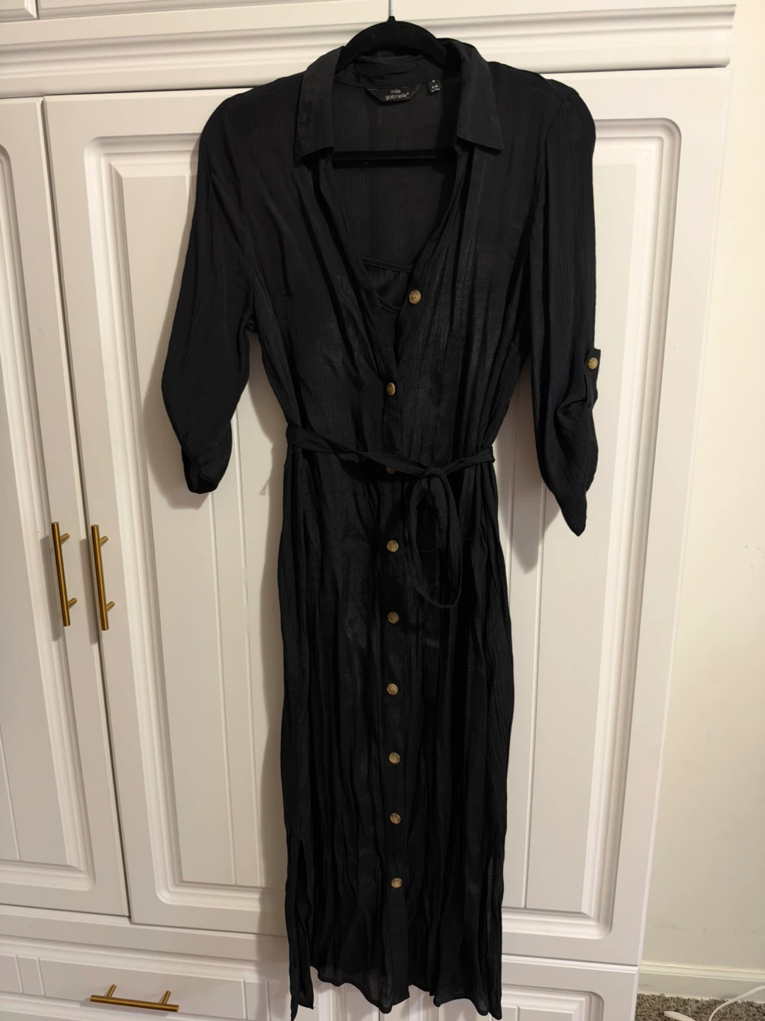 Mlle Gabrielle Black Button-Down Maxi Dress