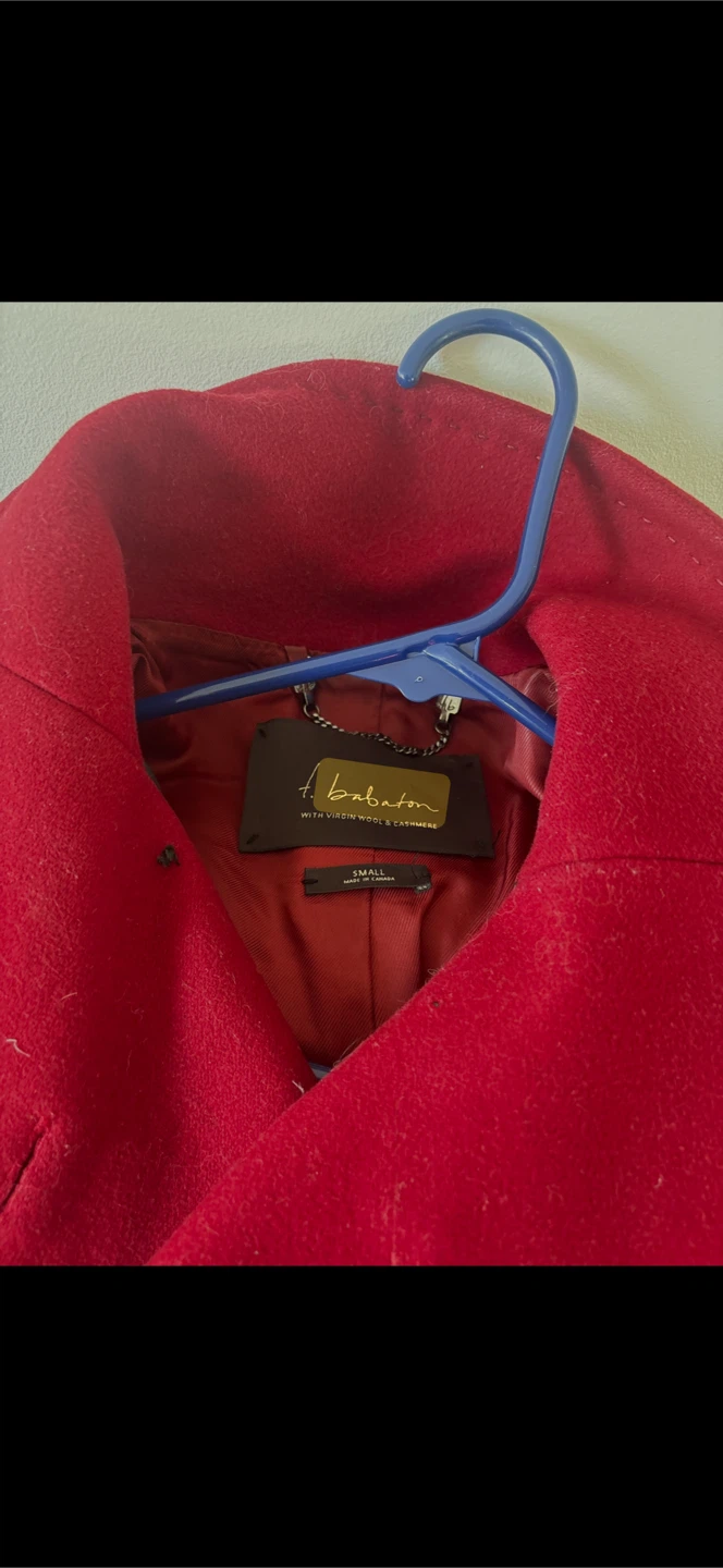 Babaton Red Wool and Cashmere Pea Coat