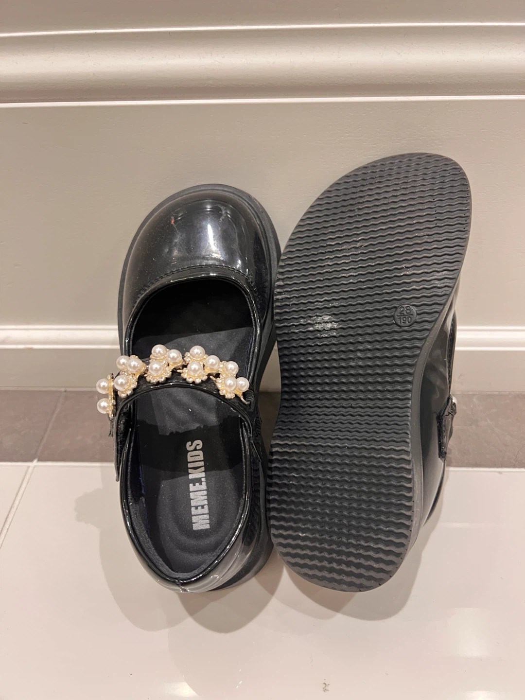 MEME.KIDS Black Patent Mary Jane Shoes - photo 2