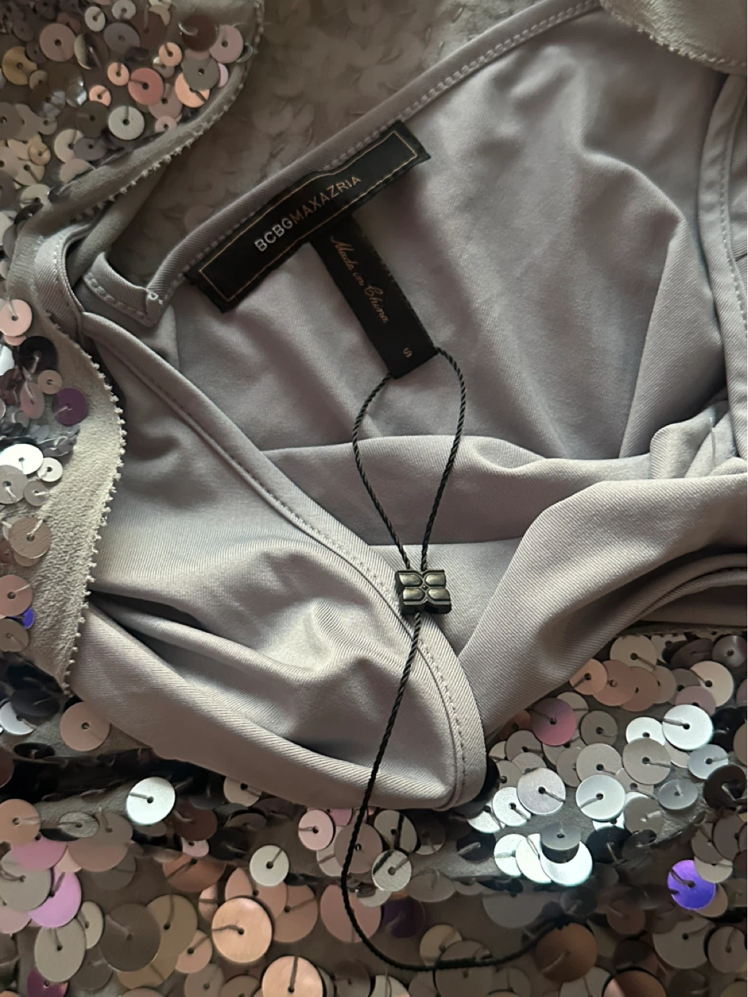 BCBGMAXAZRIA Silk Sequin Top Grey - photo 4