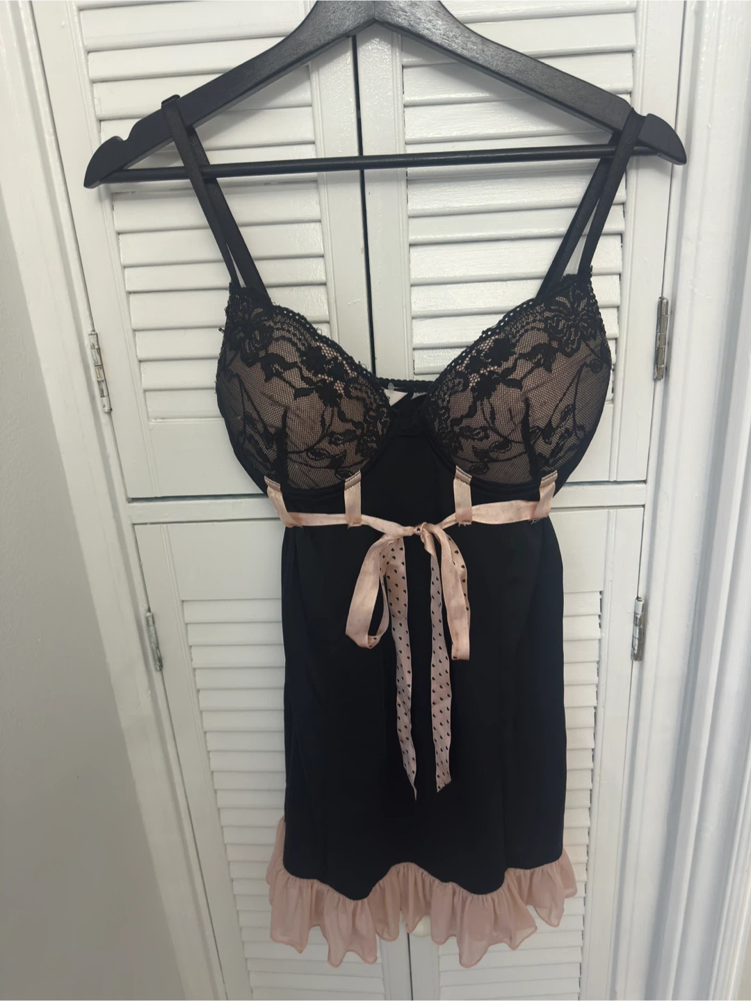 y2k La Vie en Rose black lace babydoll