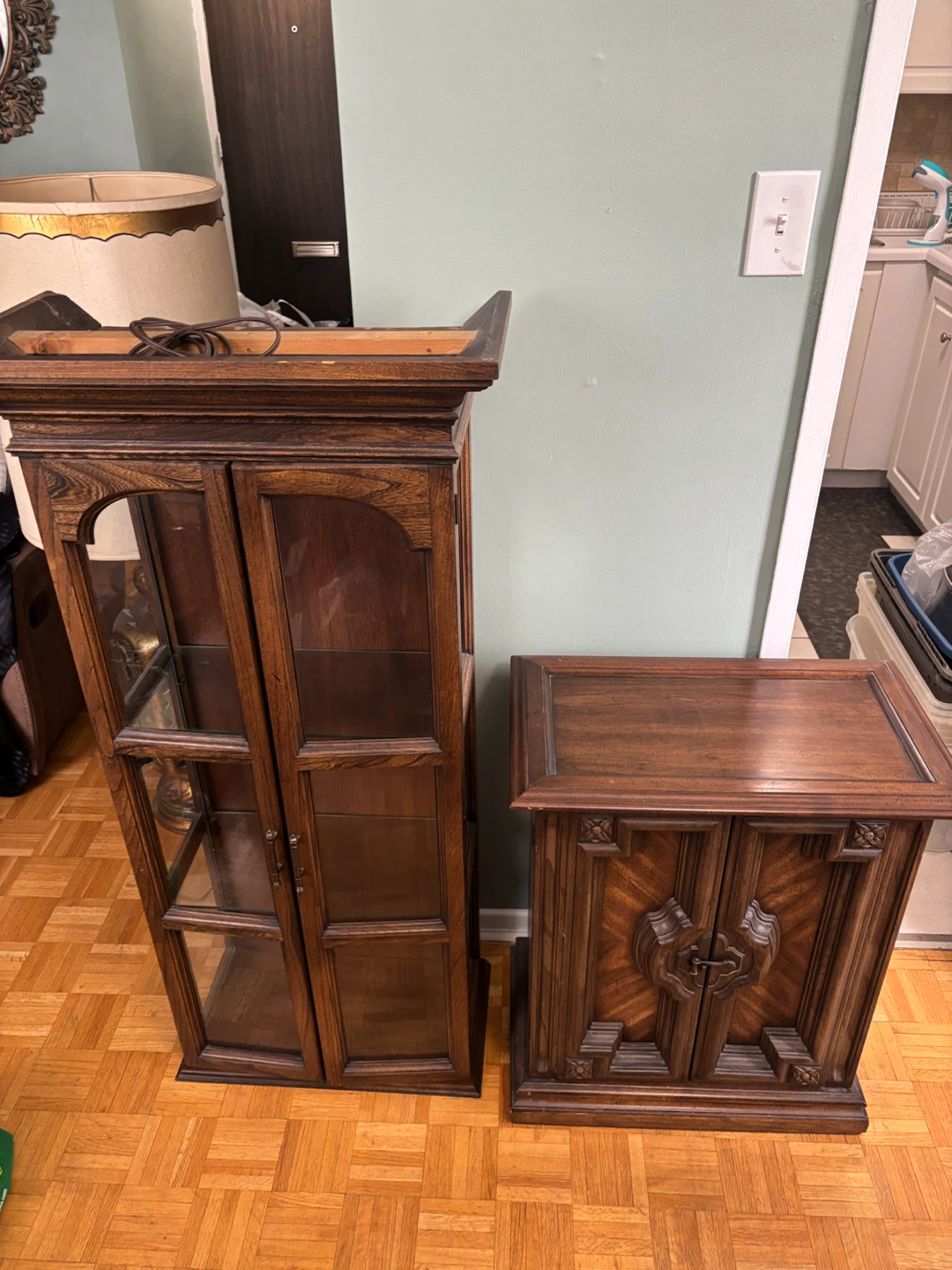 Wooden Display Cabinet with Interior Lighting - photo 2