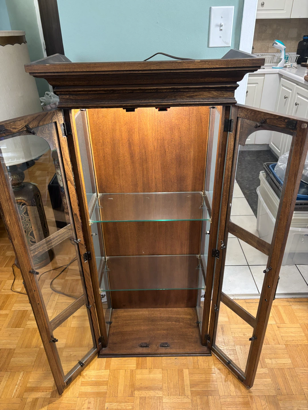 Wooden Display Cabinet with Interior Lighting - photo 4