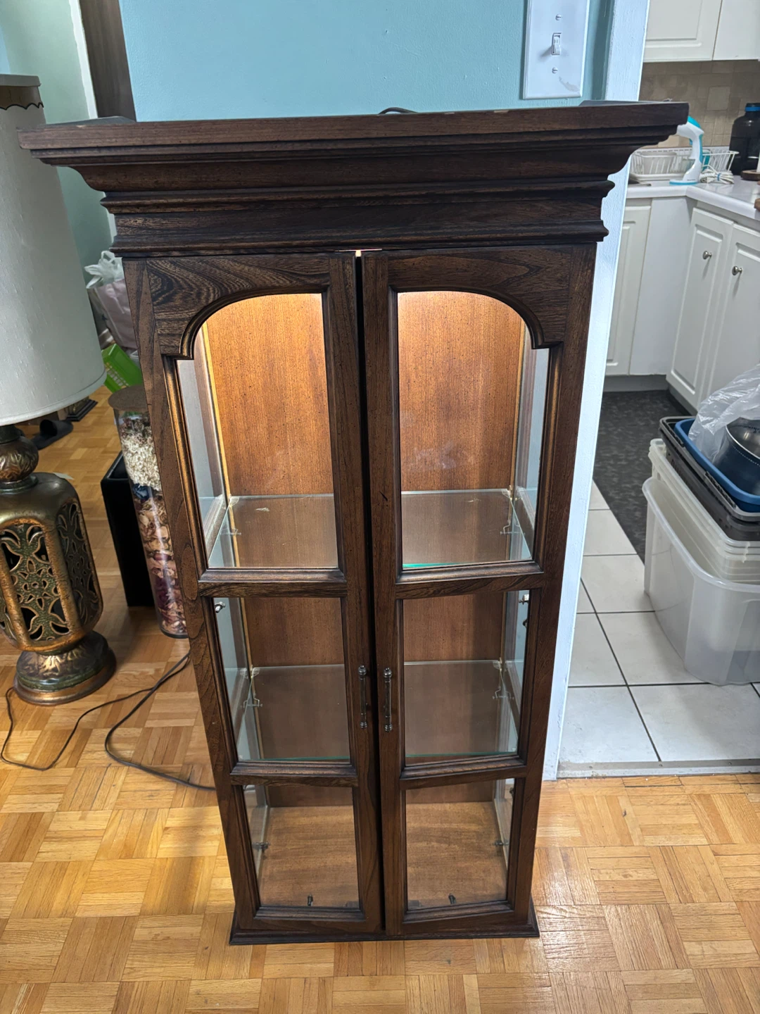 Wooden Display Cabinet with Interior Lighting - photo 5