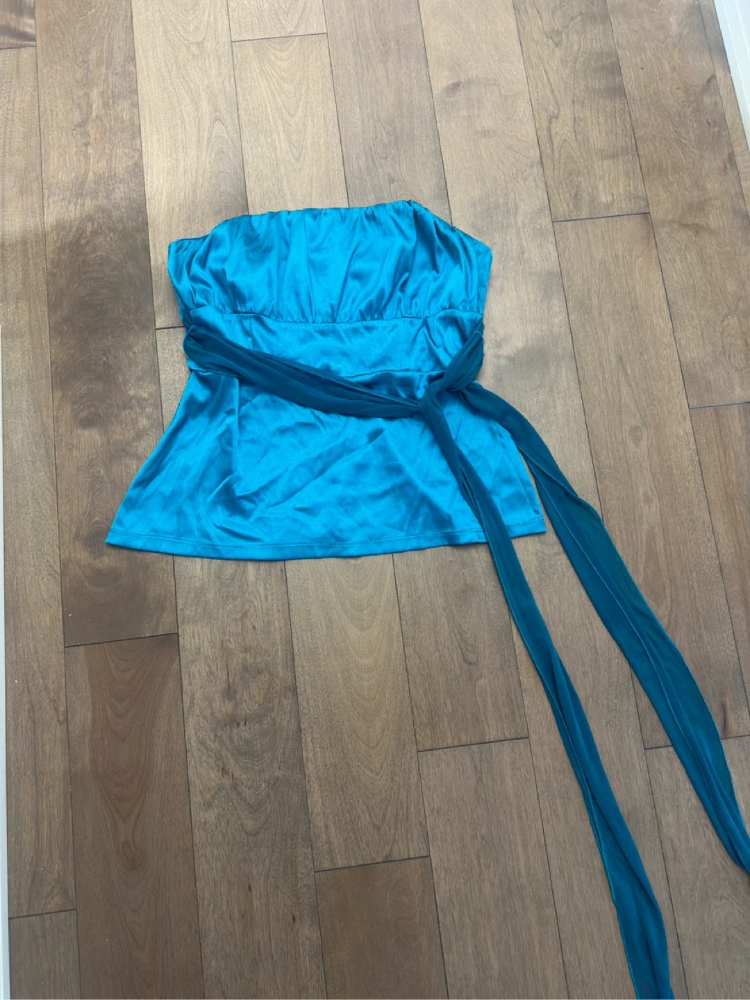 y2k le chateau Bright Blue Satin Tube Top