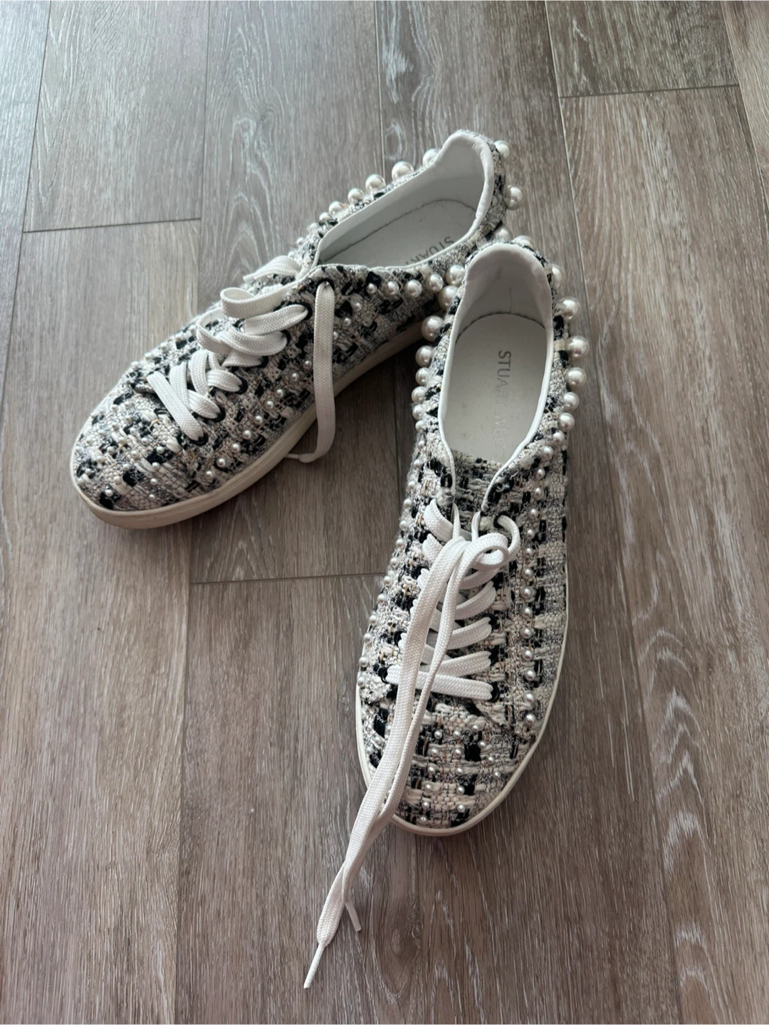Stuart Weitzman Pearl-Embellished Sneakers