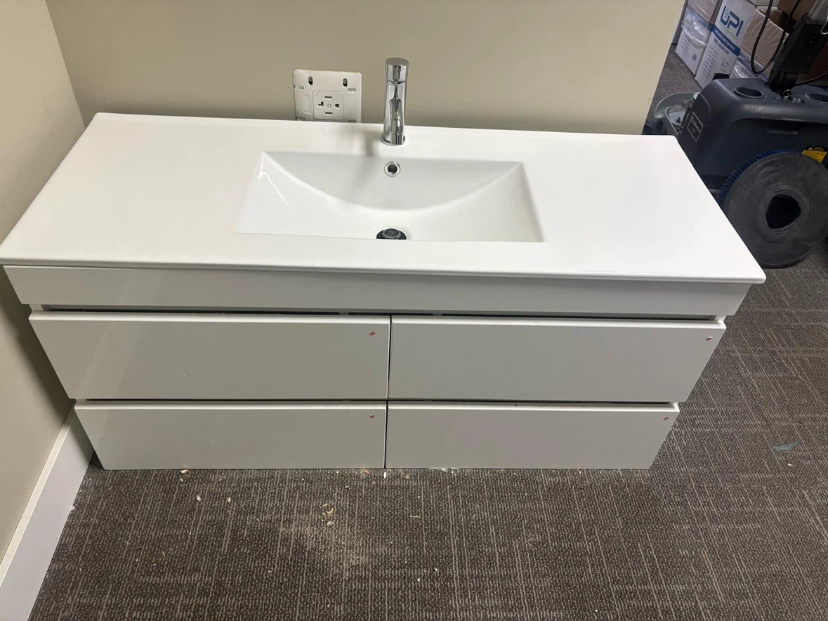 ,White Bathroom Vanity with Sink and Faucet - photo 2