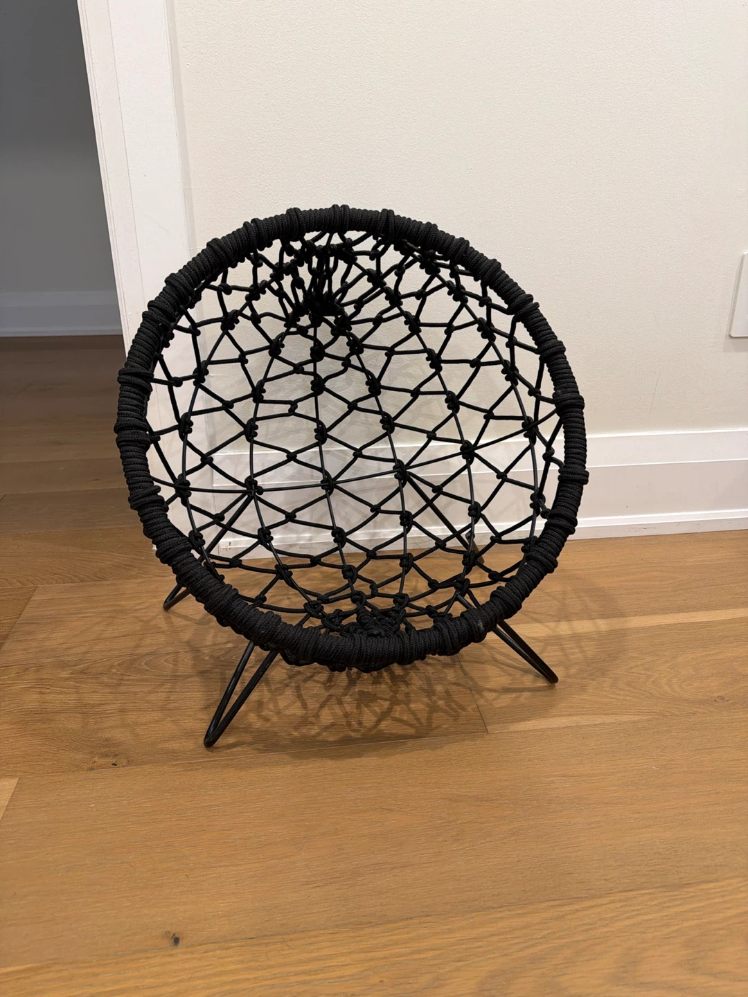 Black Woven Rope Accent Chair for small dog or cat