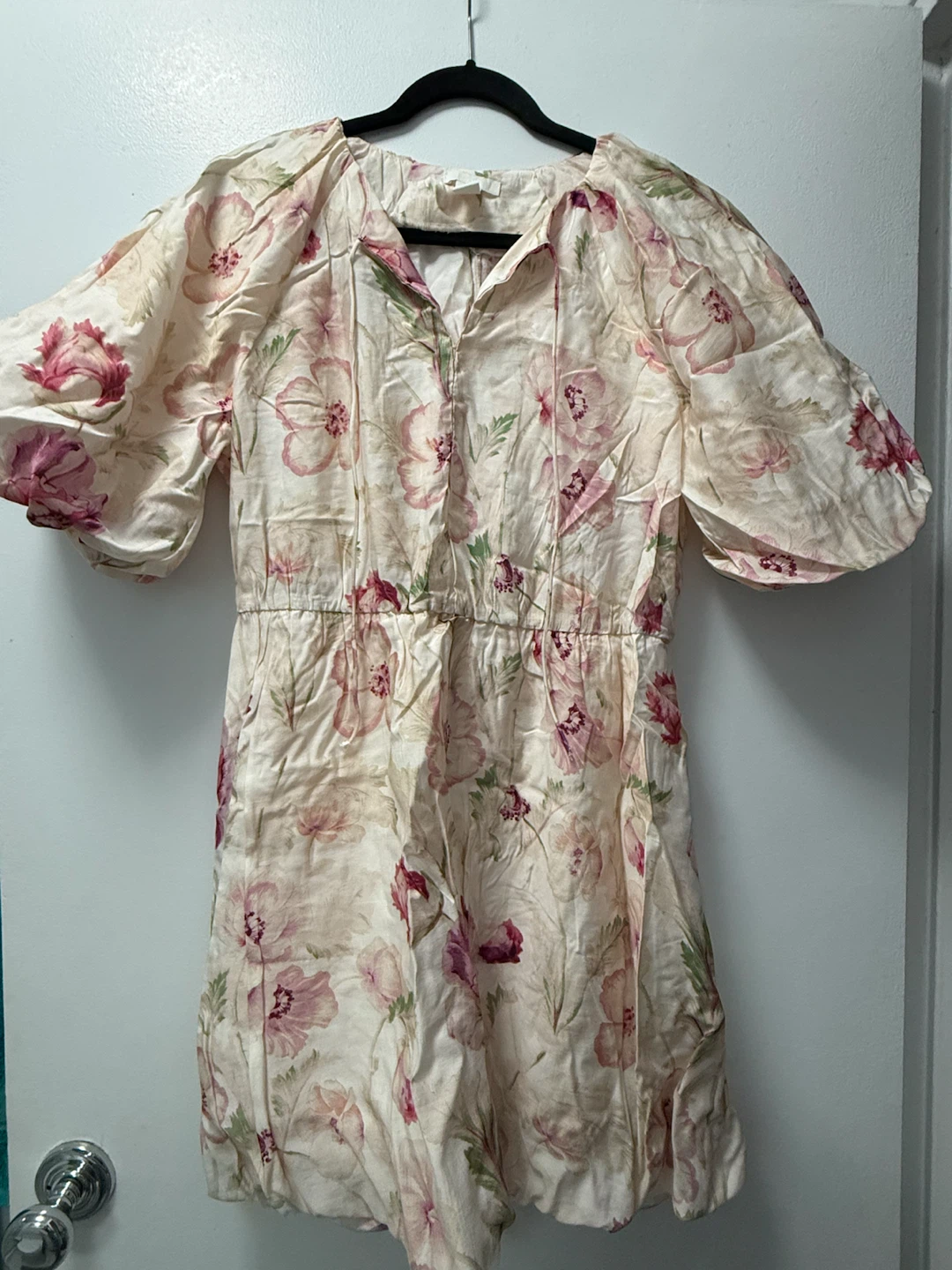 H&M Floral Puff Sleeve Mini Dress