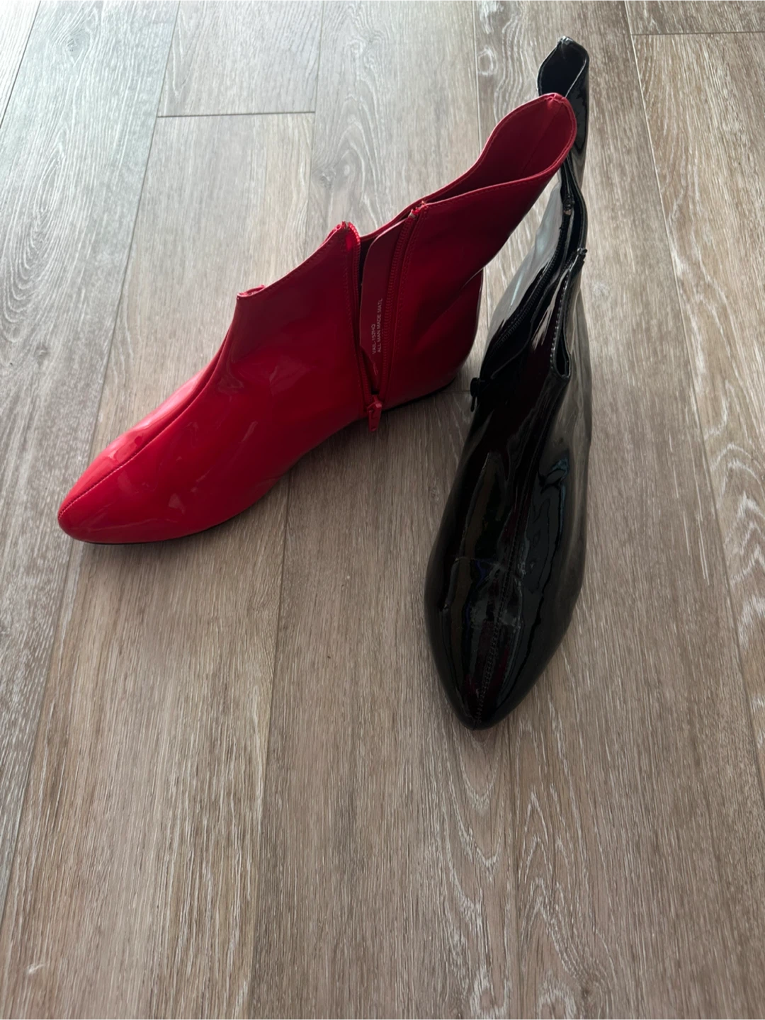 FunTaisma Patent Ankle Boots in Red and Black