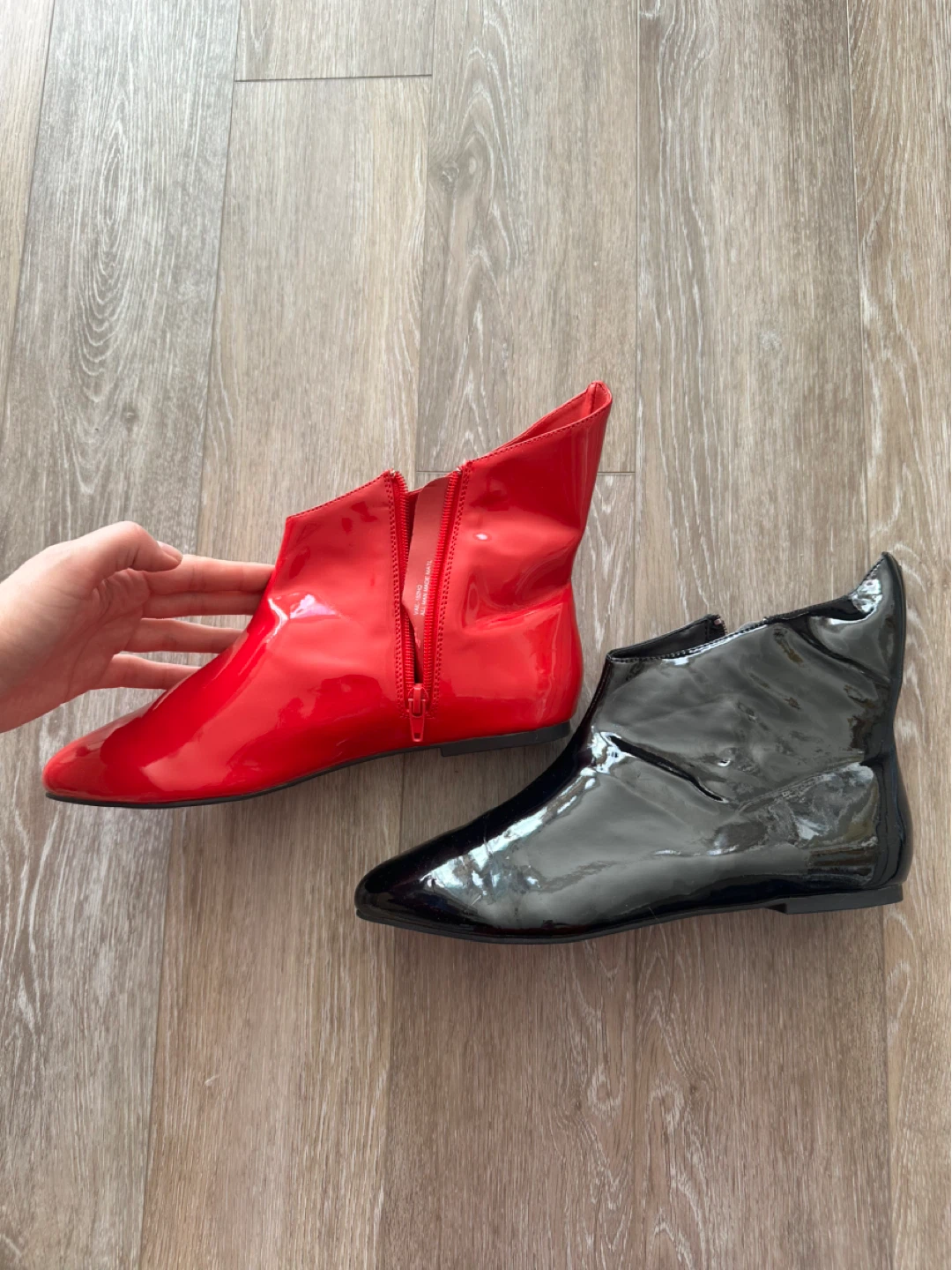 FunTaisma Patent Ankle Boots in Red and Black - photo 2