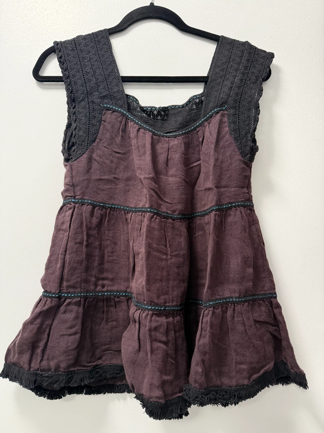 Women's Maroon Tiered Sleeveless Top