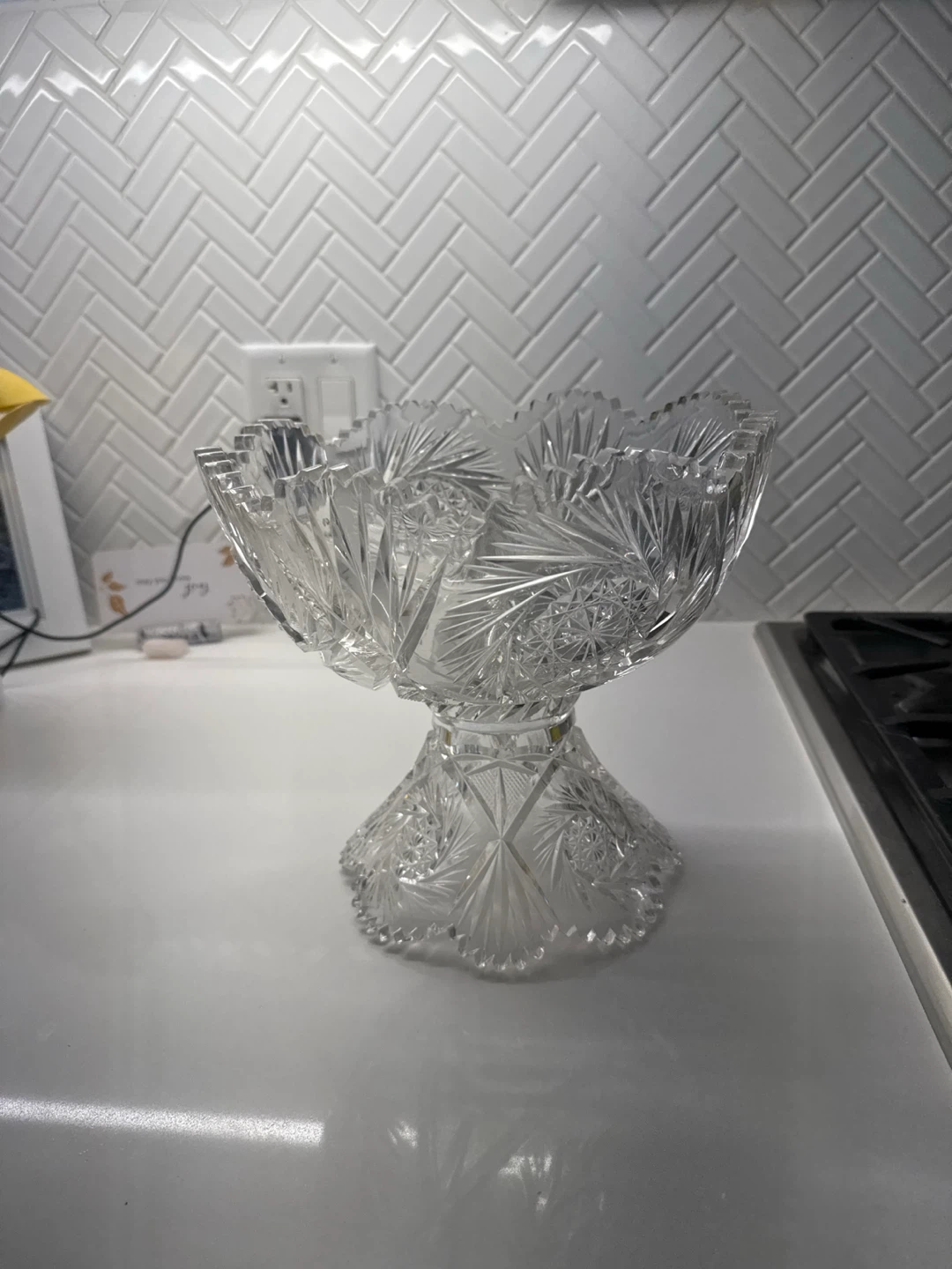 Vintage Crystal Pedestal Bowl