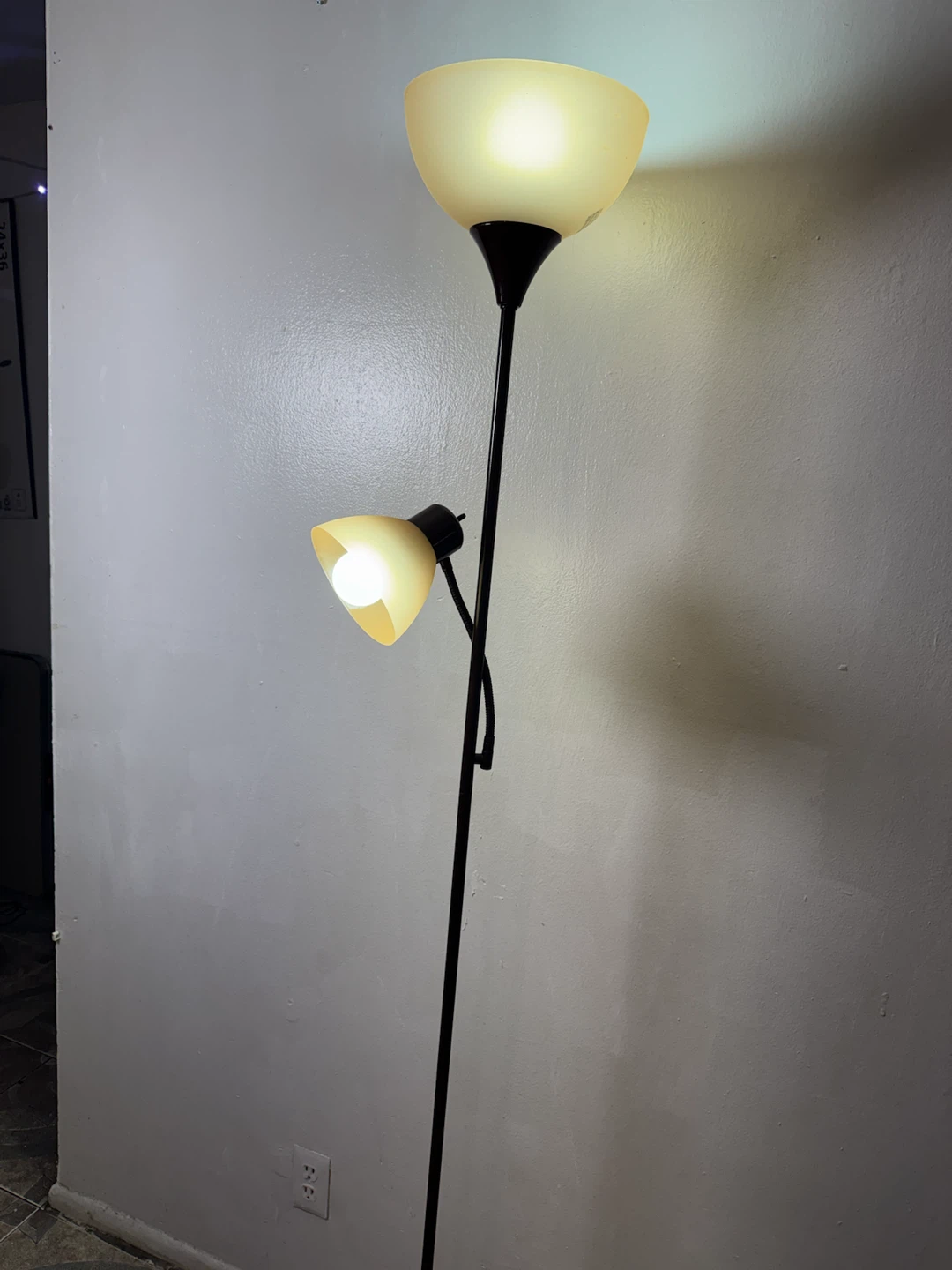 Dual-Head Floor Lamp with Amber Shades - photo 4