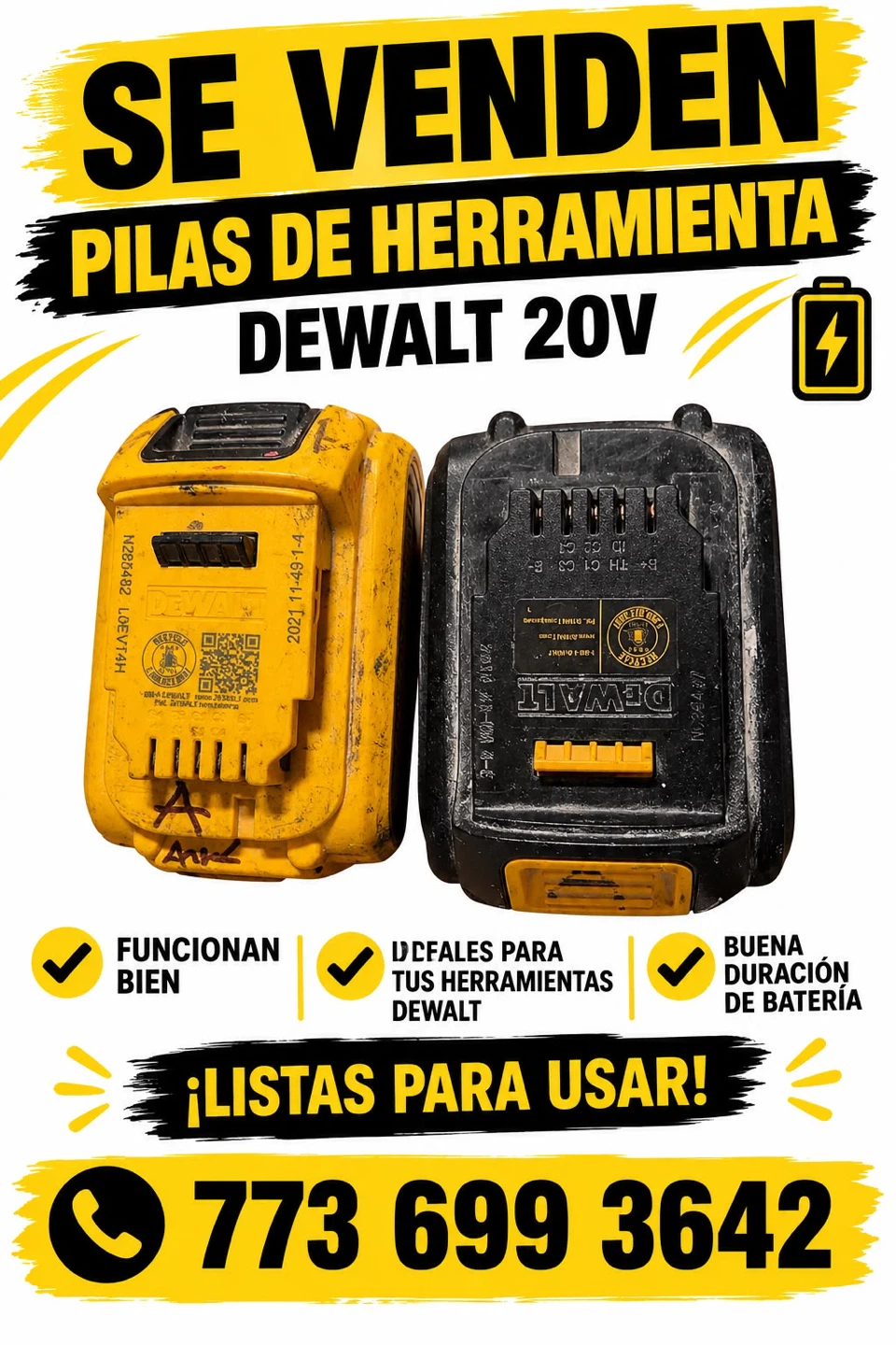 Two DeWalt 20V Tool Batteries