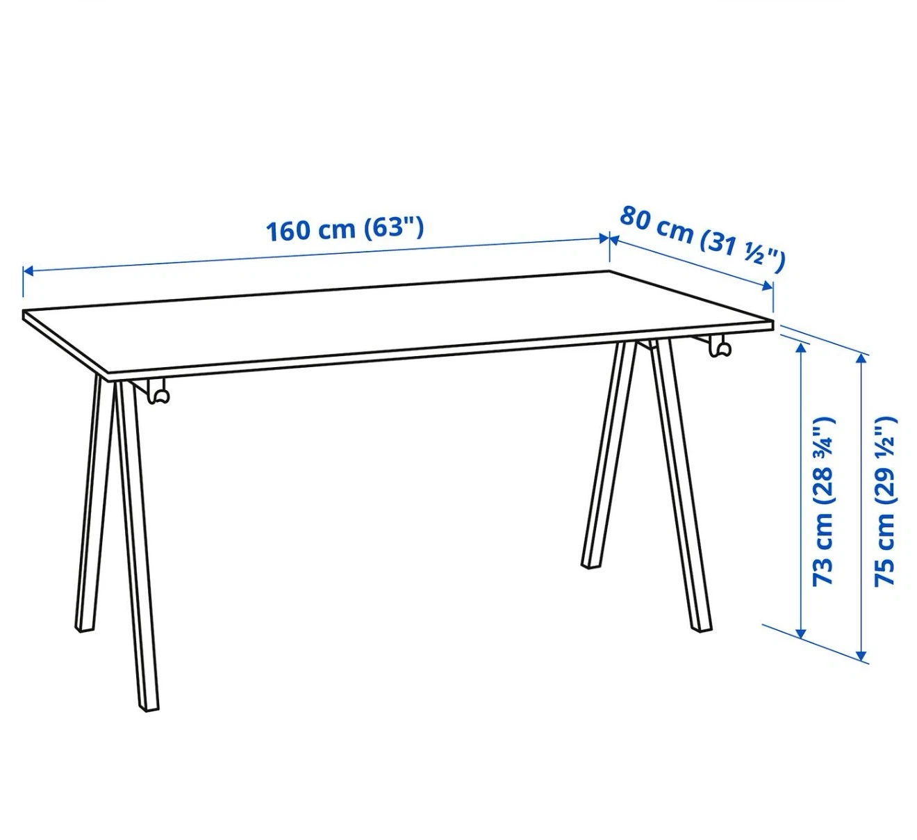 IKEA White Trestle Desk - photo 3