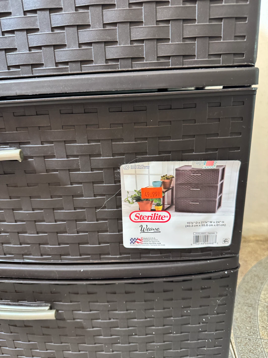 Sterilite Weave 3-Drawer Storage Cart - photo 4