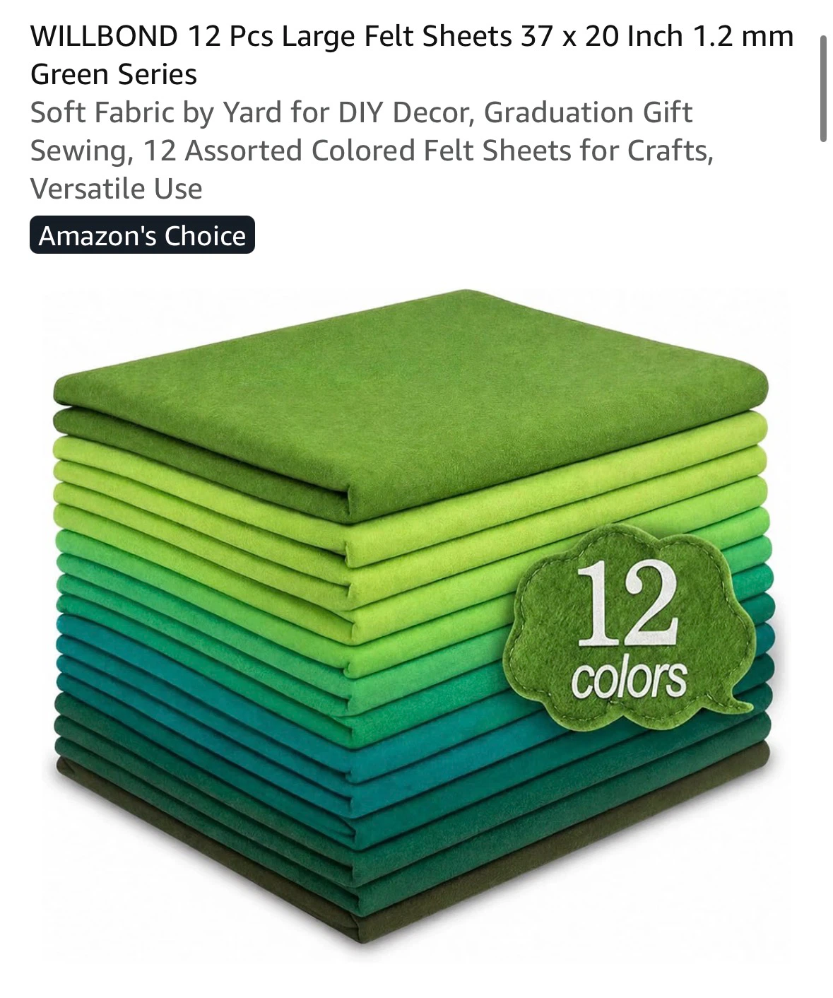 Assorted Soft Green Felt Sheets