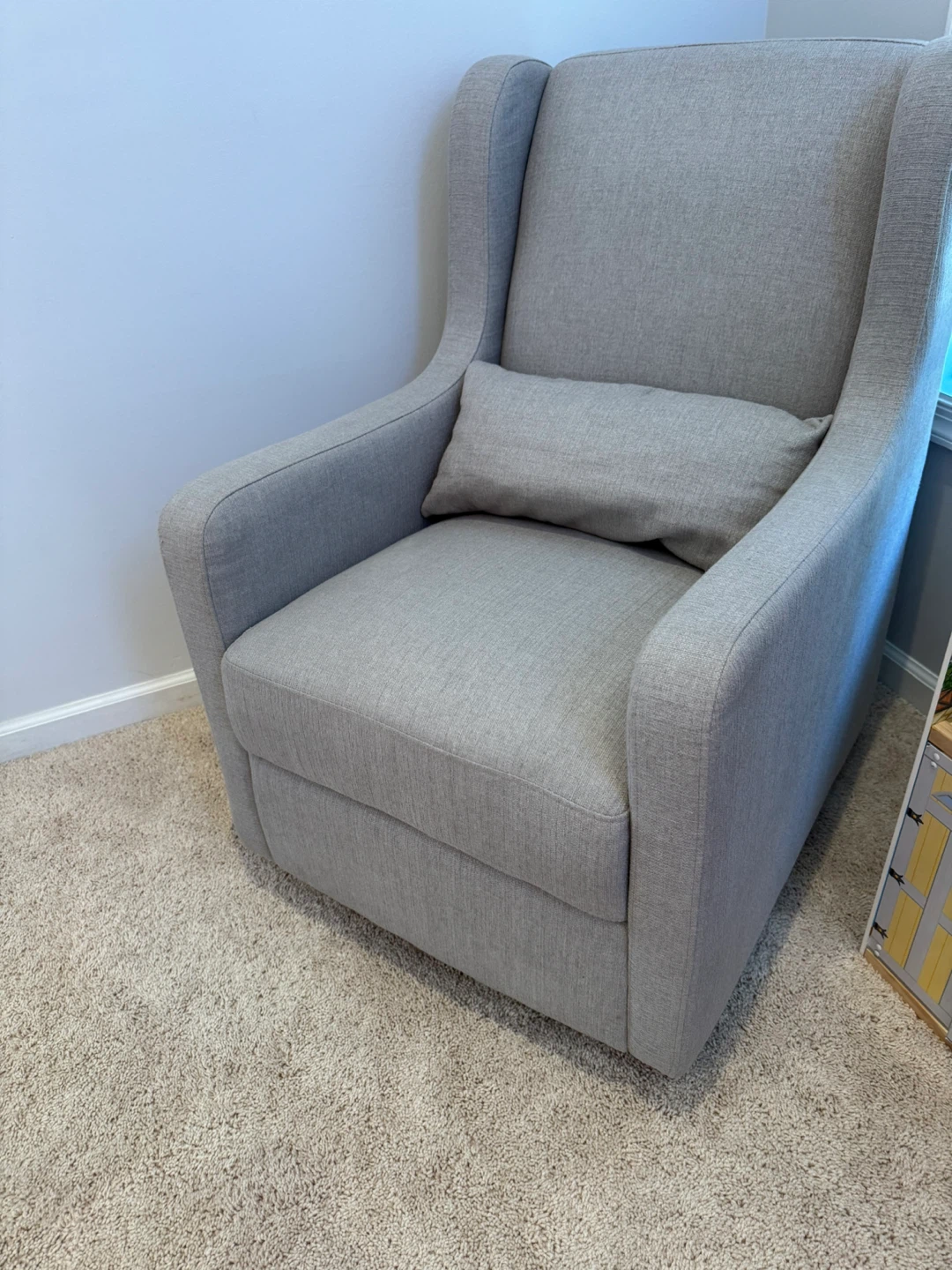 Gray Upholstered Wingback Recliner