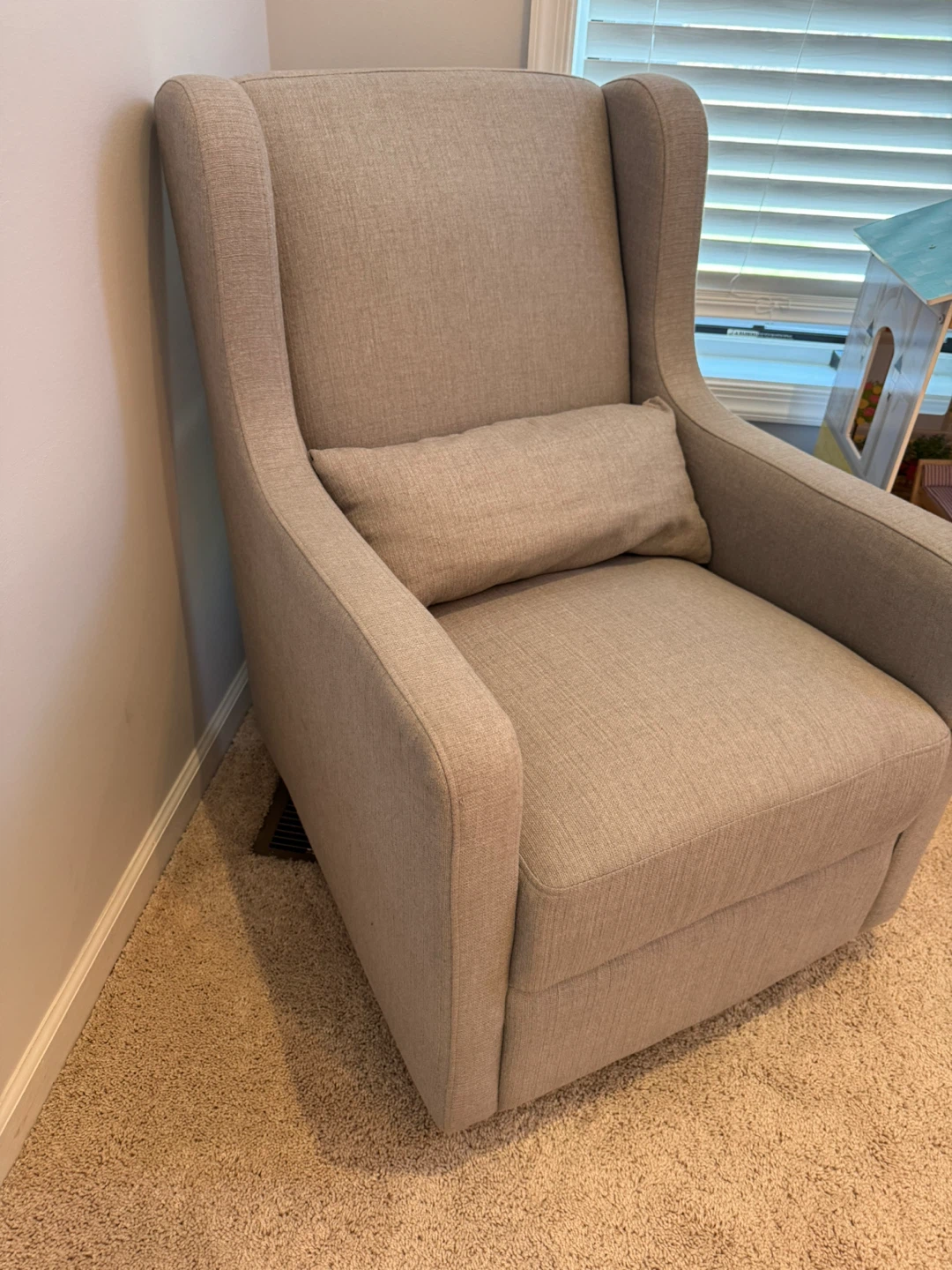 Gray Upholstered Wingback Recliner - photo 2