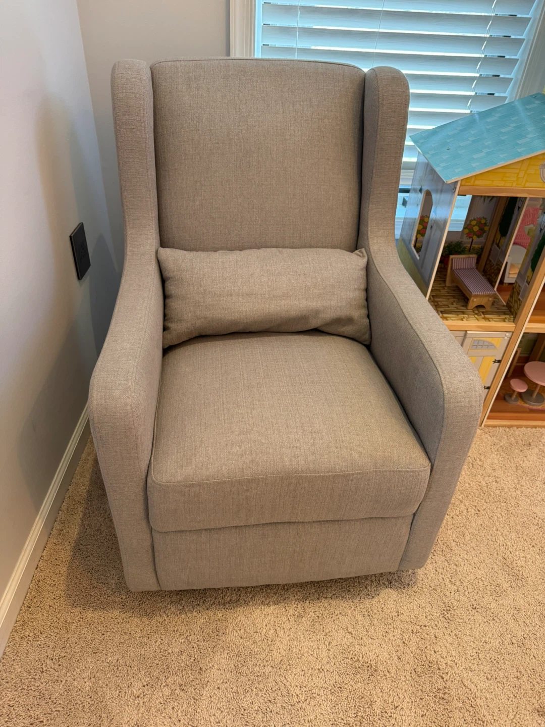 Gray Upholstered Wingback Recliner - photo 3