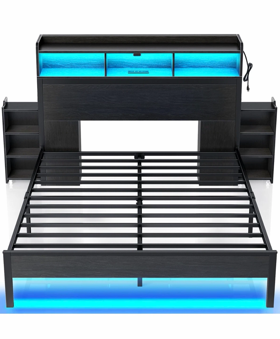 Queen Size LED Bed Frame with Storage - photo 3