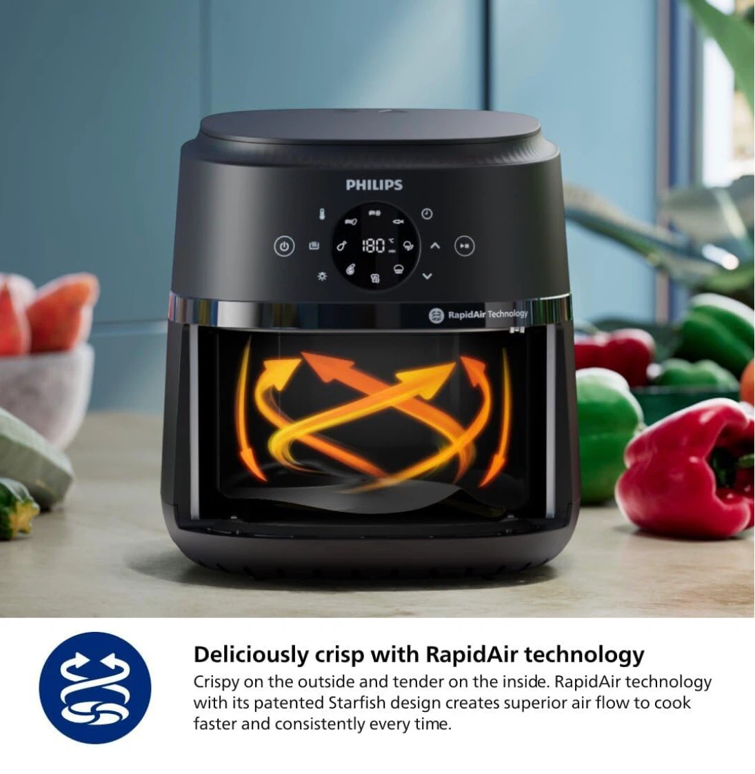 Philips 2000 Series Air Fryer with Window, 6.6 QT, Black - photo 3
