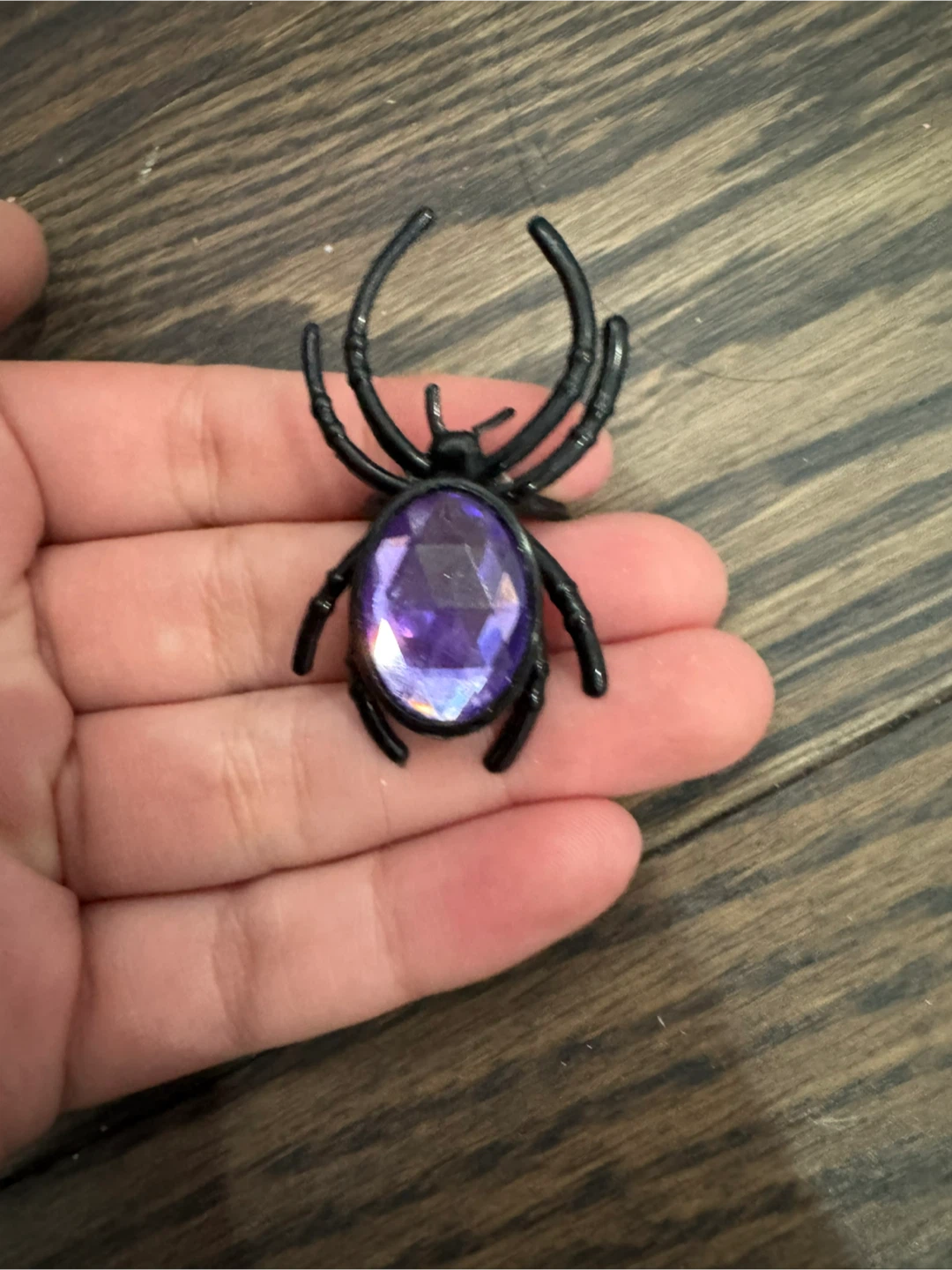 Black Spider Ring with Purple Gem