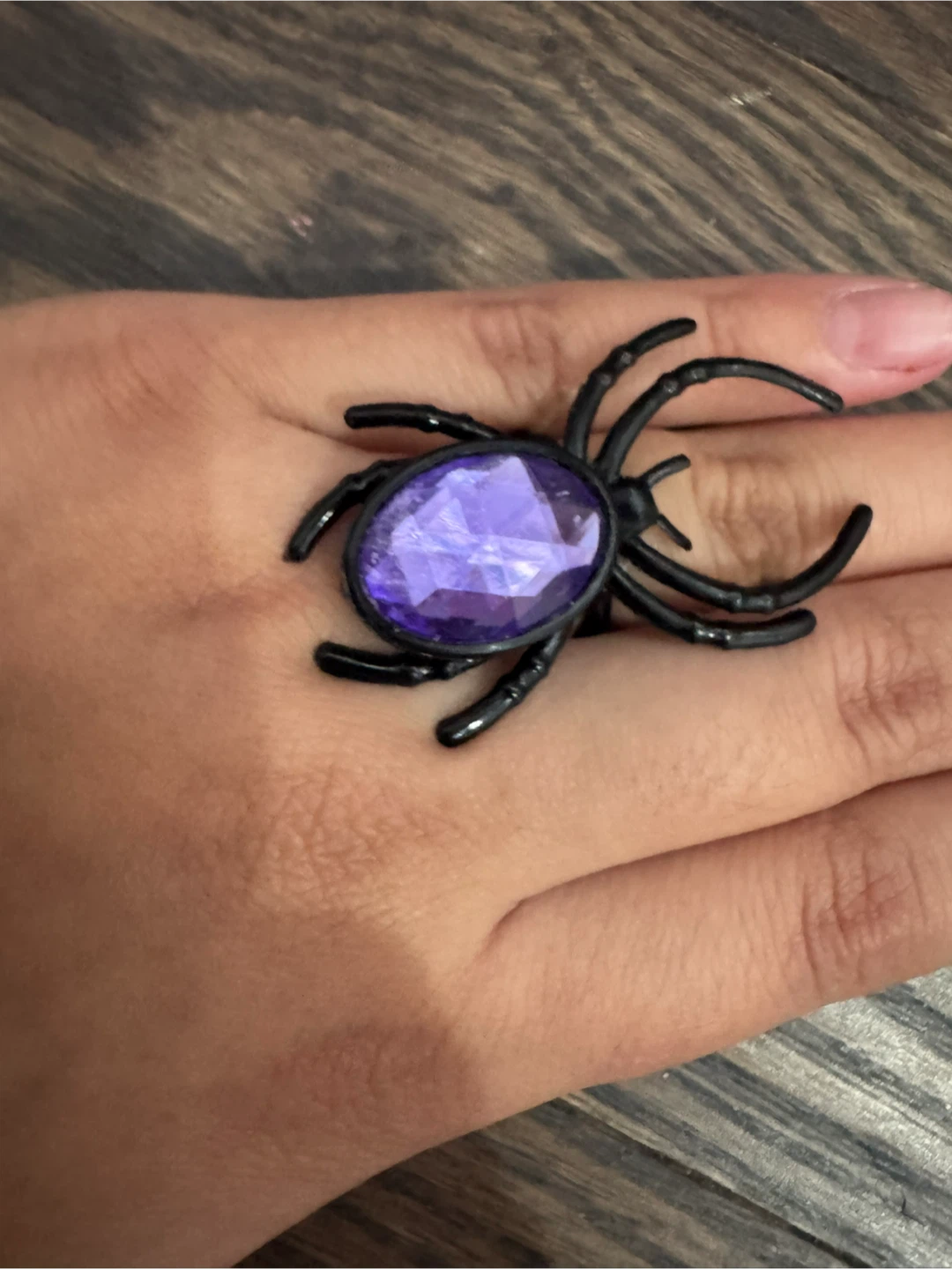 Black Spider Ring with Purple Gem - photo 2