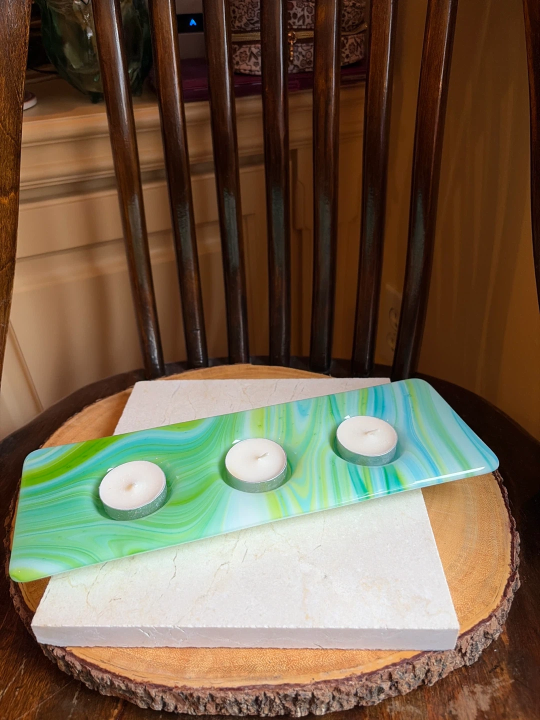 Swirl Glass Tealight Candle Holder