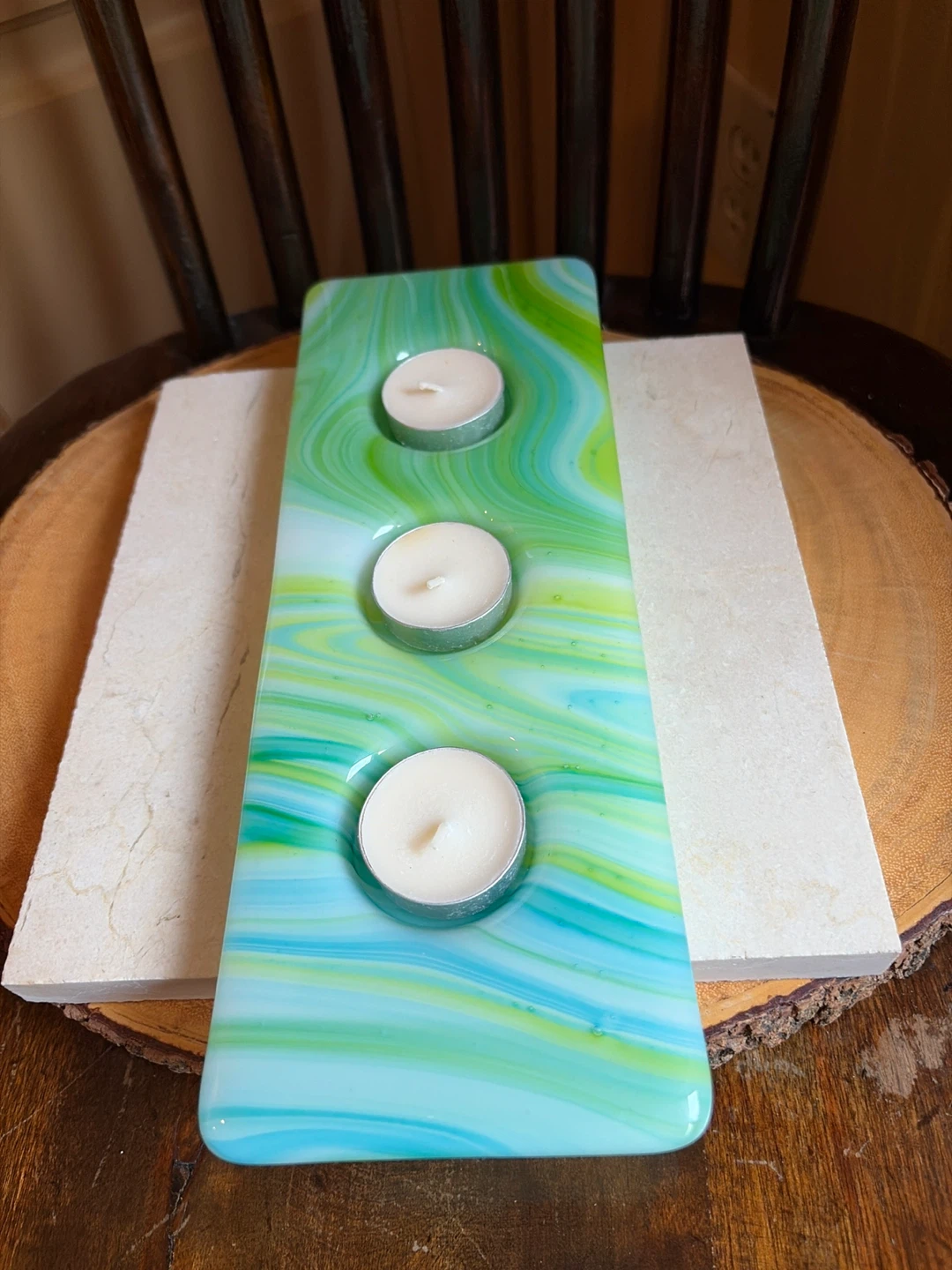 Swirl Glass Tealight Candle Holder - photo 2