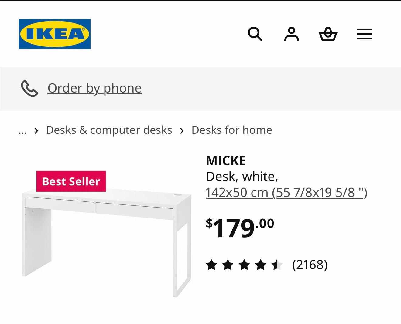 IKEA MICKE Desk, White - photo 2