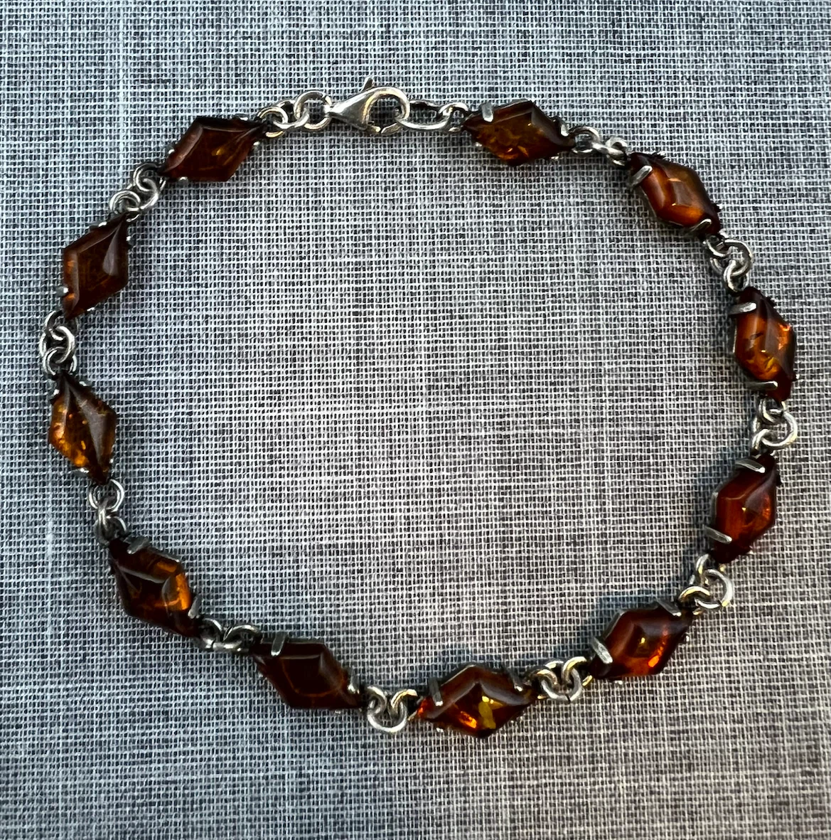 Vintage Baltic Amber & Sterling Silver Bracelet