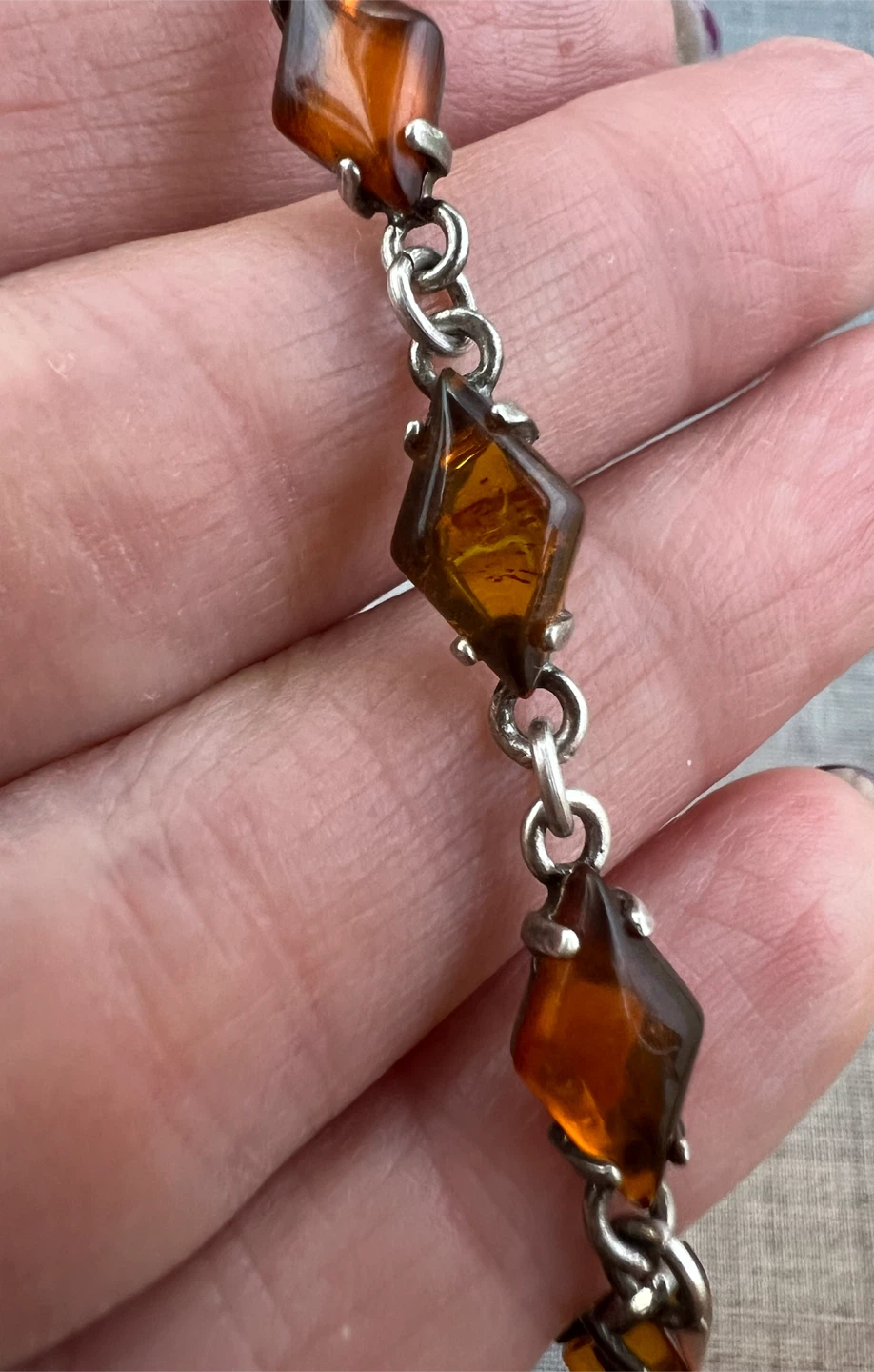 Vintage Baltic Amber & Sterling Silver Bracelet - photo 2