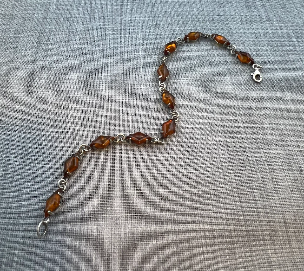 Vintage Baltic Amber & Sterling Silver Bracelet - photo 4