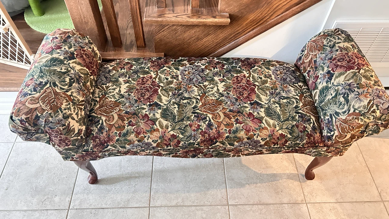 Floral Print Bench with Rolled Arms - photo 2