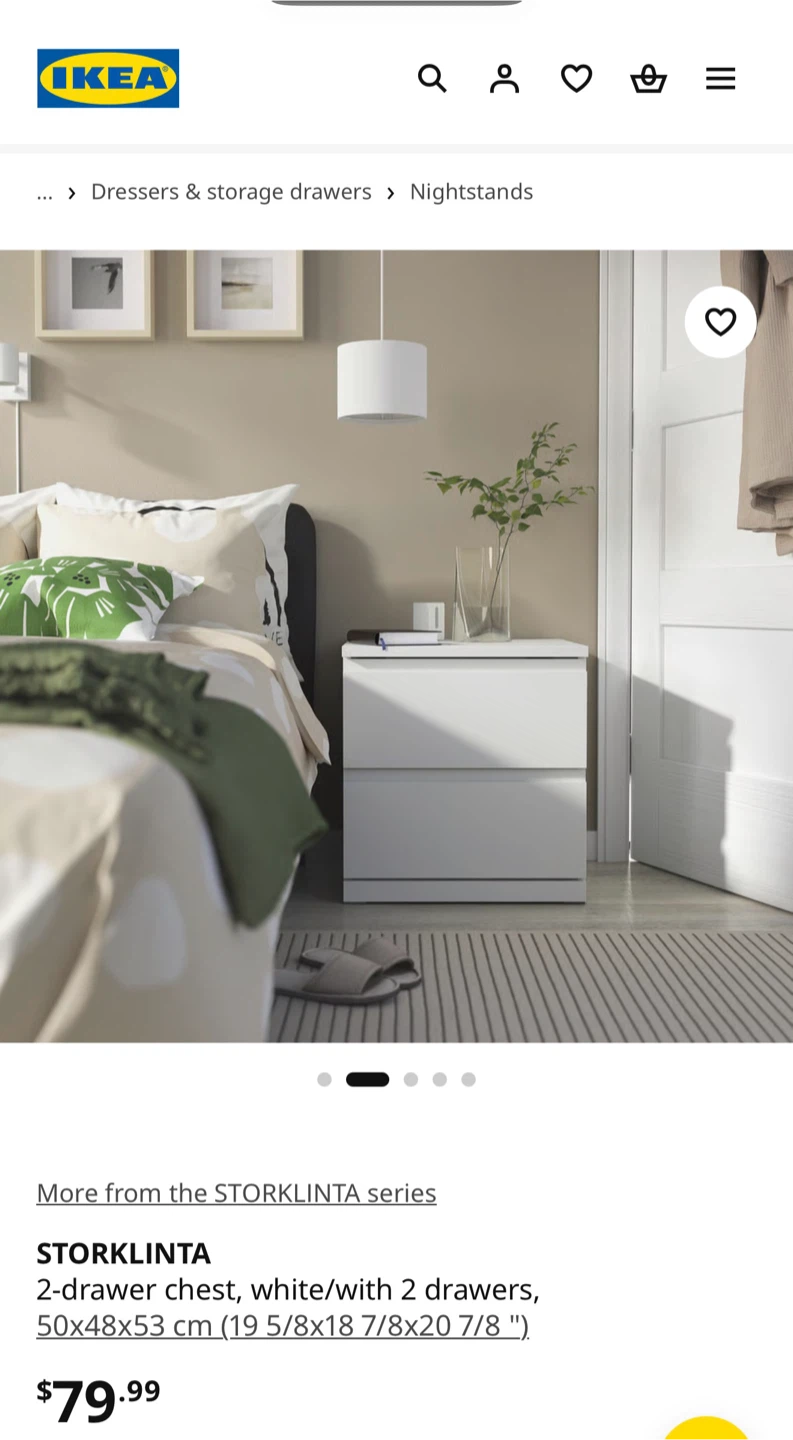 IKEA STORKLINTA Nightstand – White - photo 2