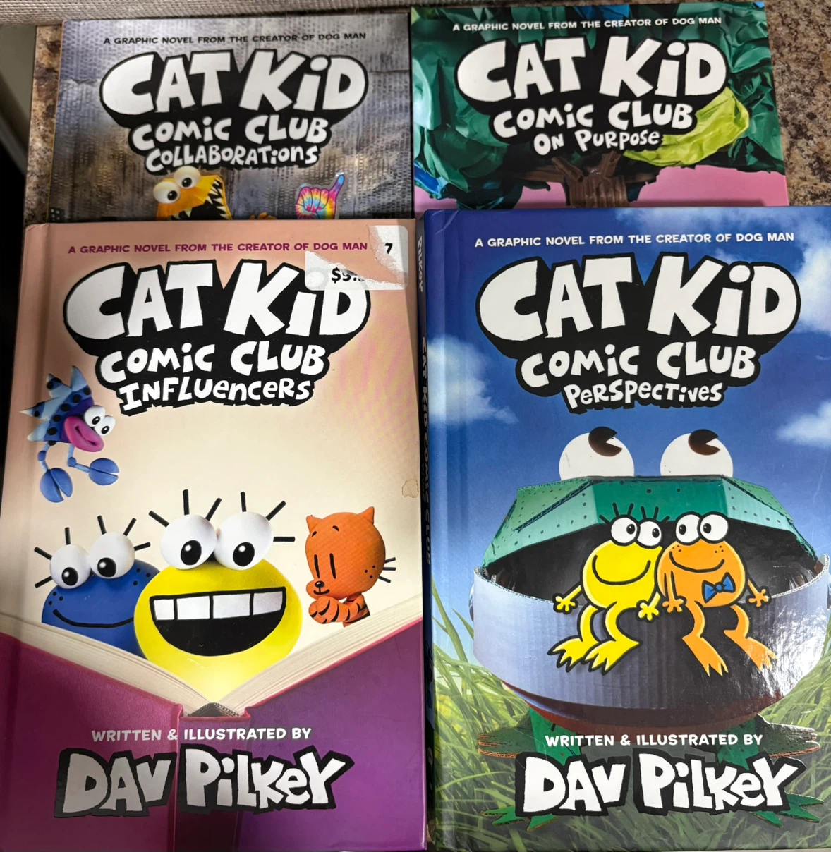4 Cat Kid Comic Club Books by Dav Pilkey