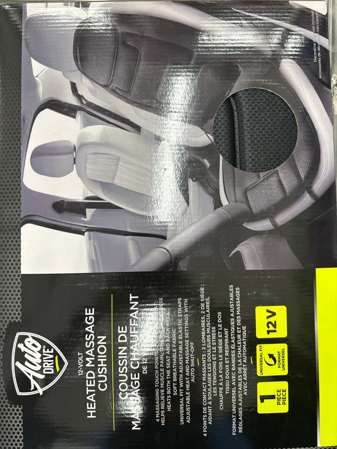 Auto Drive 12V Heated Massage Cushion