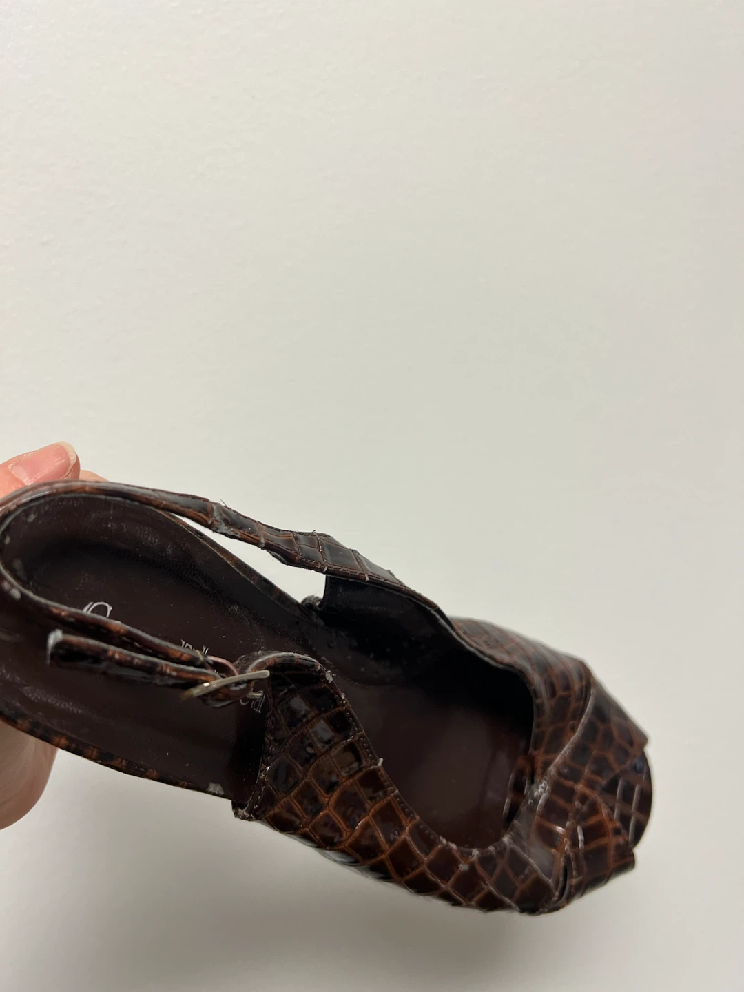 Casa Blanca Brown Faux Croc Slingback Heels - photo 2