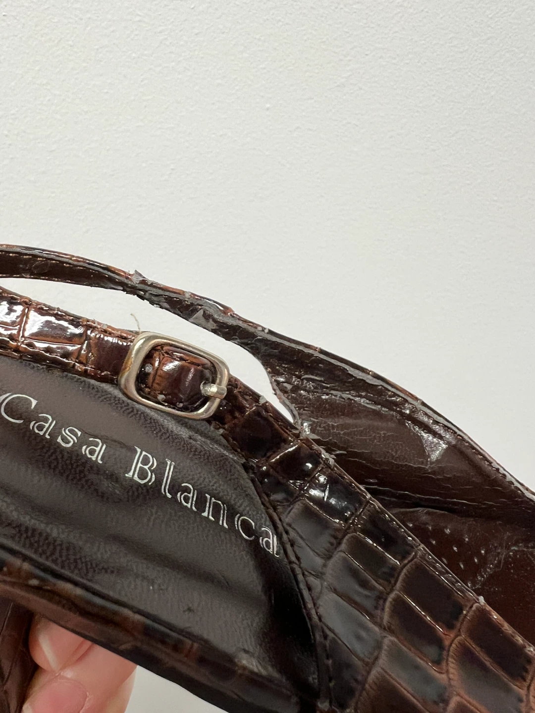 Casa Blanca Brown Faux Croc Slingback Heels - photo 3