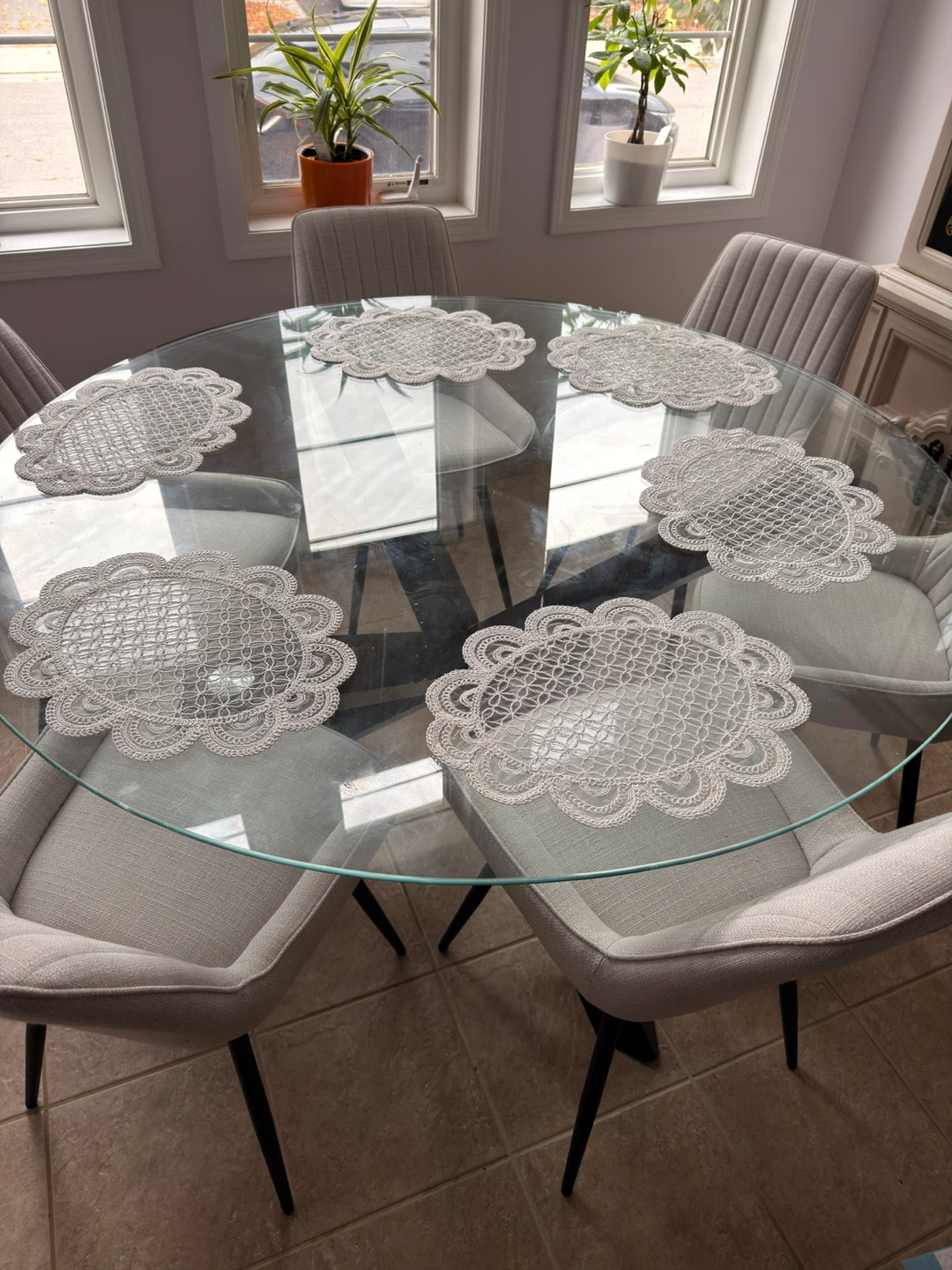 Modern Glass top -dinning table 55”
