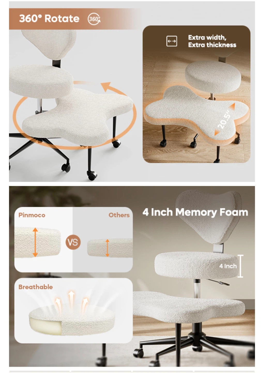 Cross-Legged Office Chair / Vanity Chair - photo 3