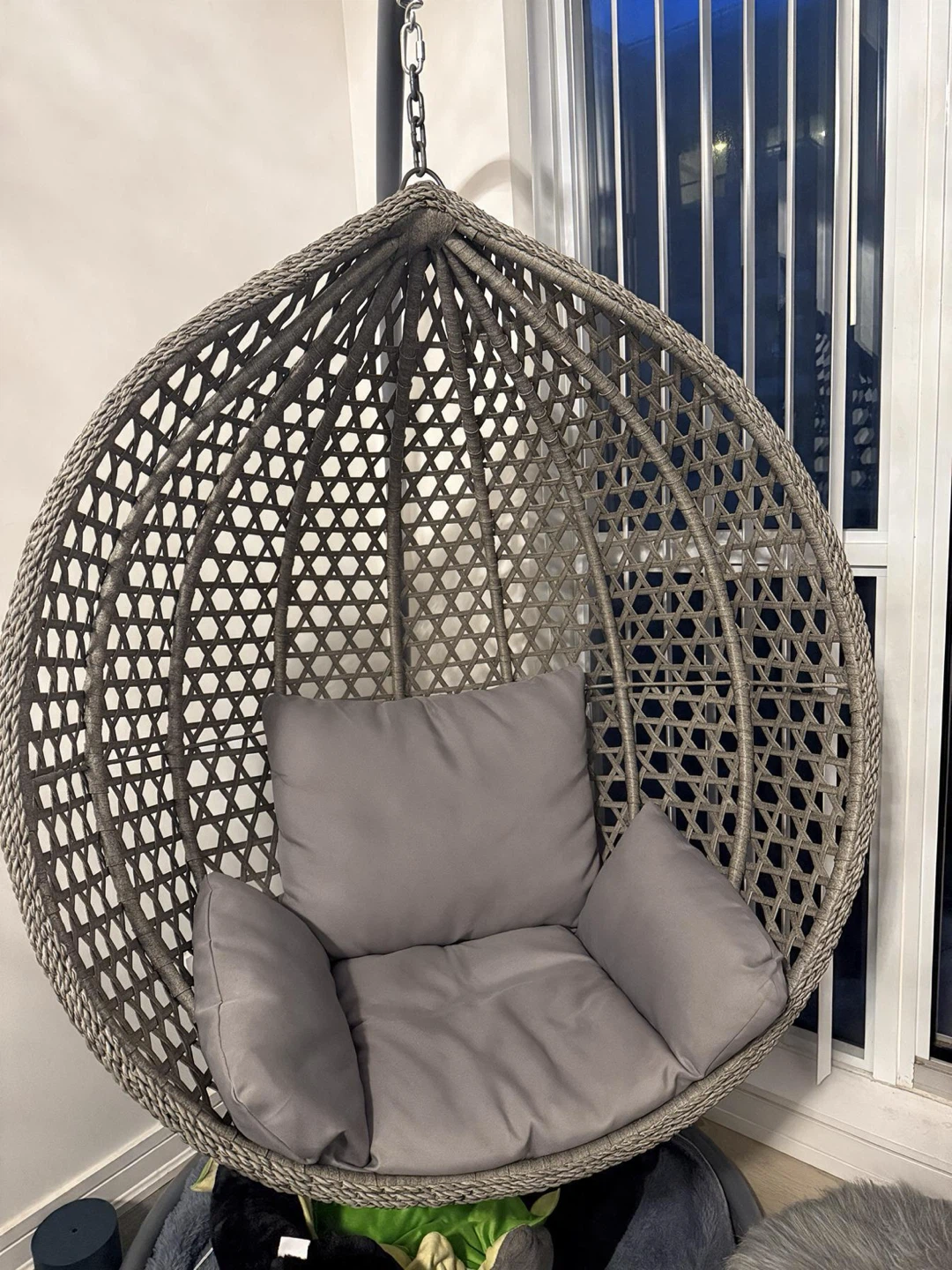 New Grey Wicker Egg Swing Chair with Stand